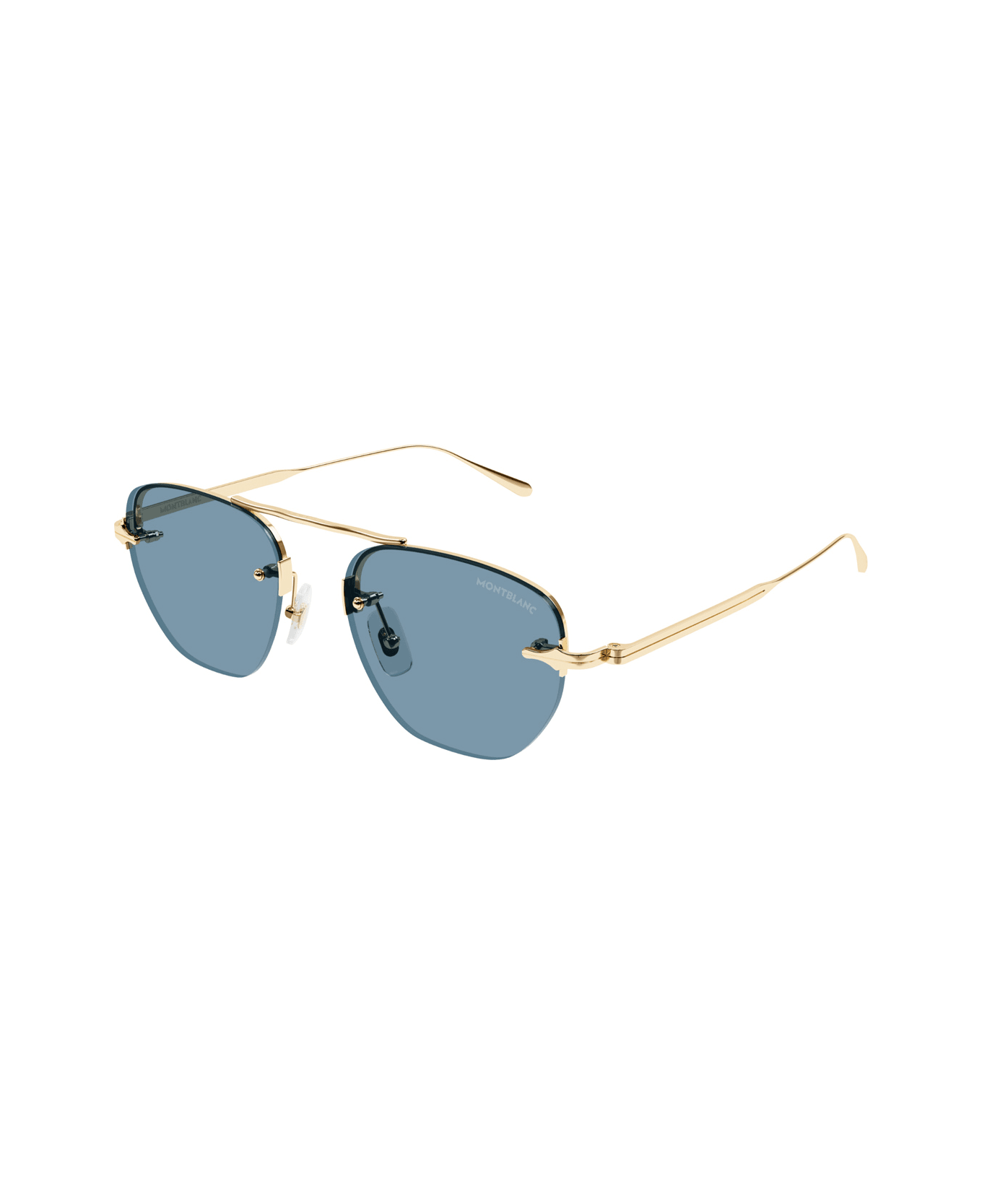 Montblanc Mb0404s Linea Nib 004 Gold Blue Sunglasses - Oro