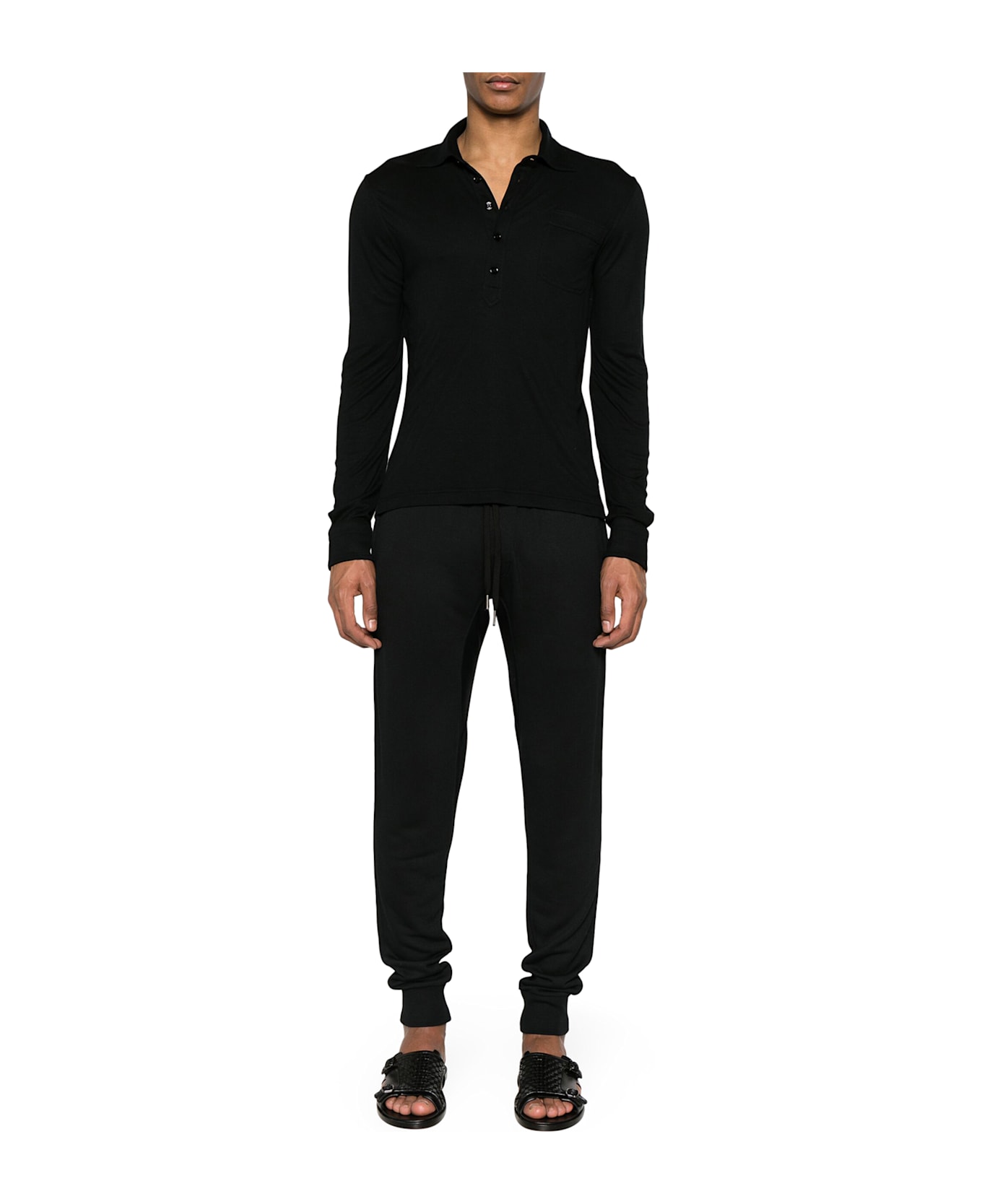 Tom Ford Chest-pocket Jersey Polo Shirt - Black