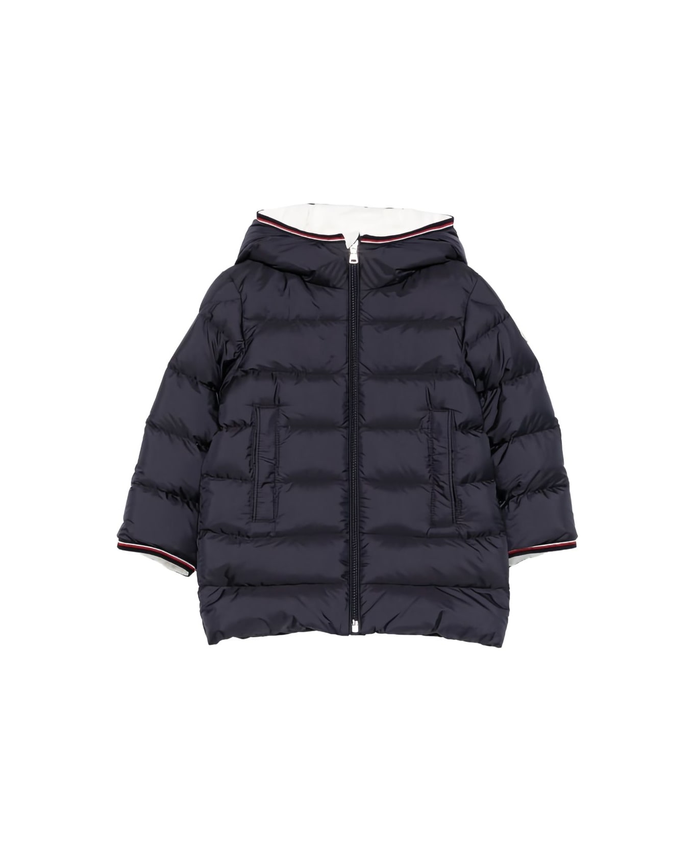 Moncler Enfant Blue Hooded Down Jacket - Blue