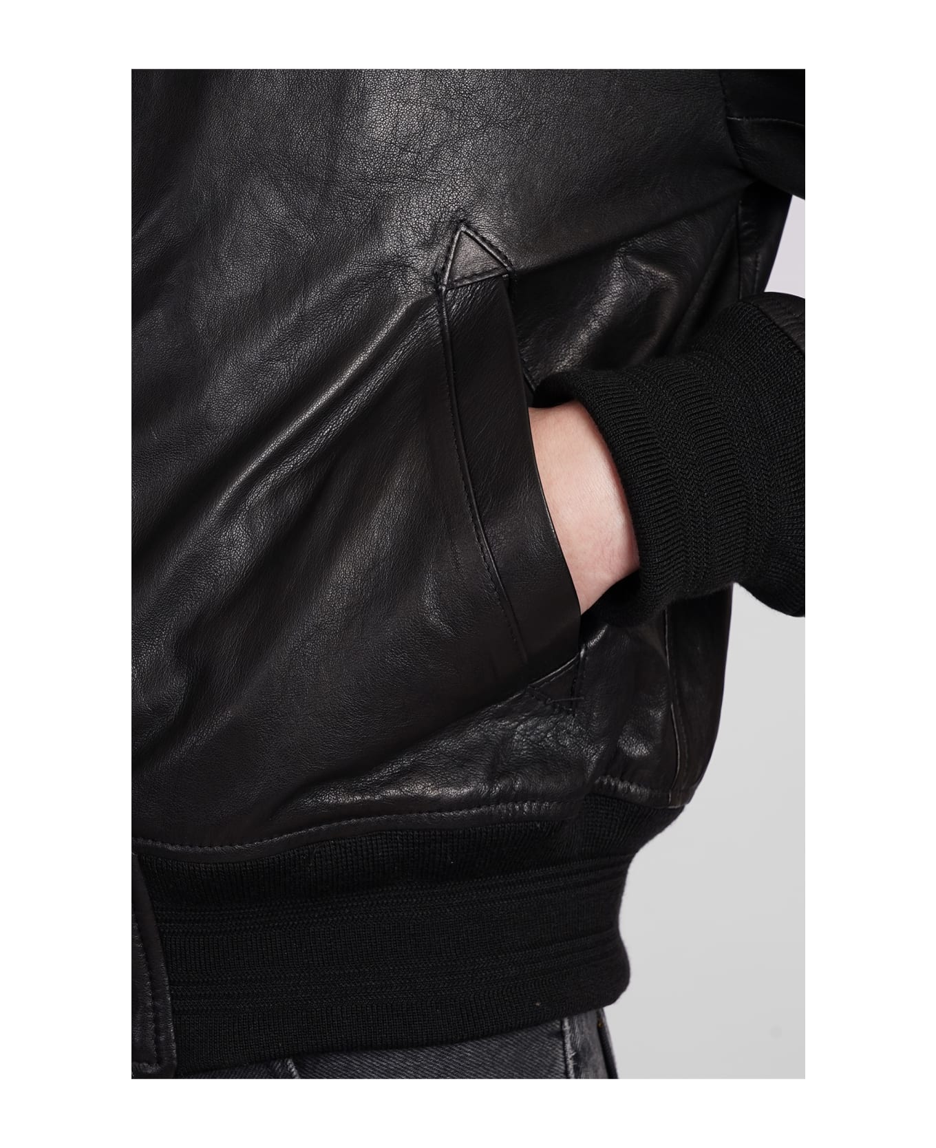 DFour Leather Jacket In Black Leather - black