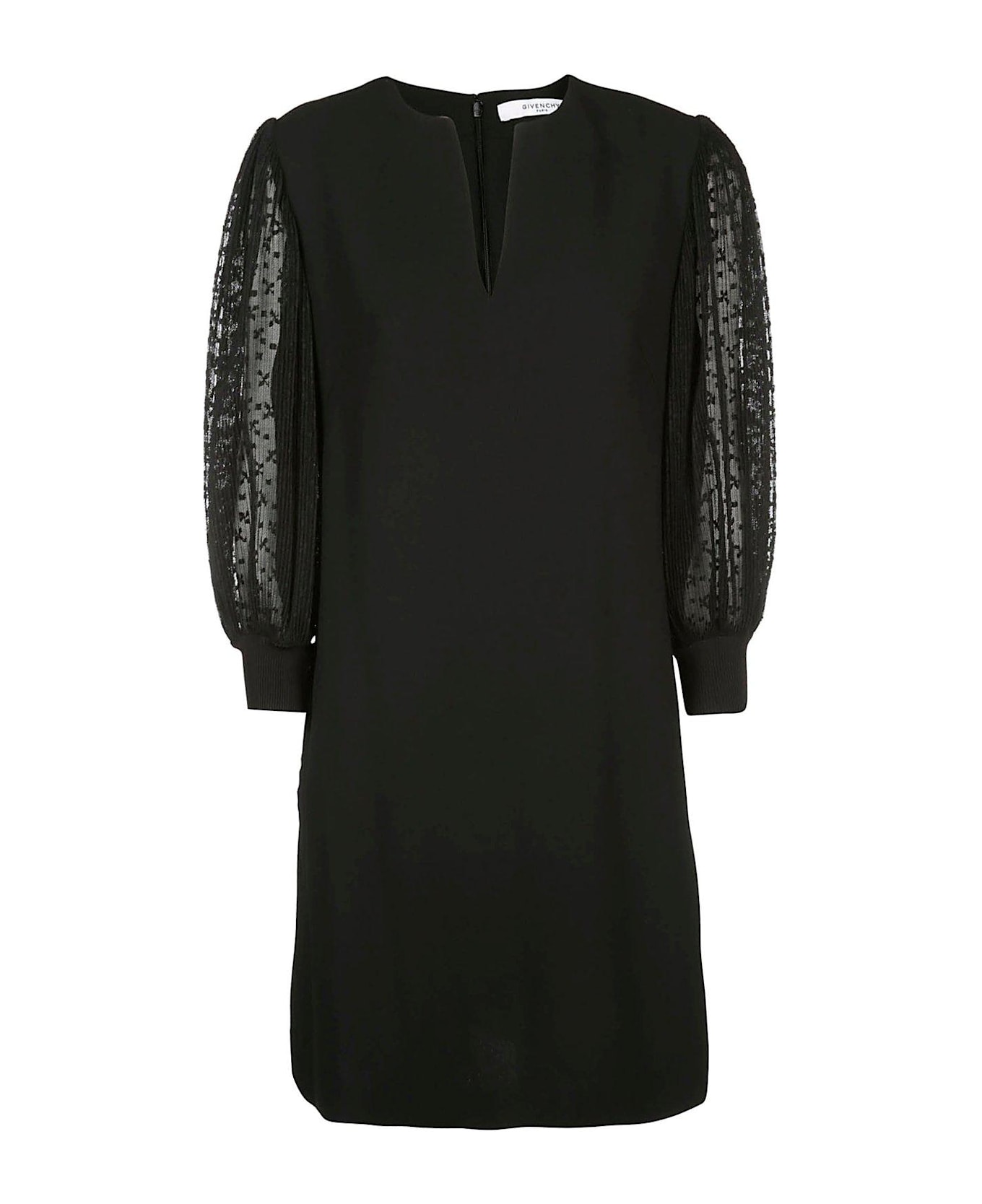 Givenchy Lace Sleeves Shift Dress - BLACK