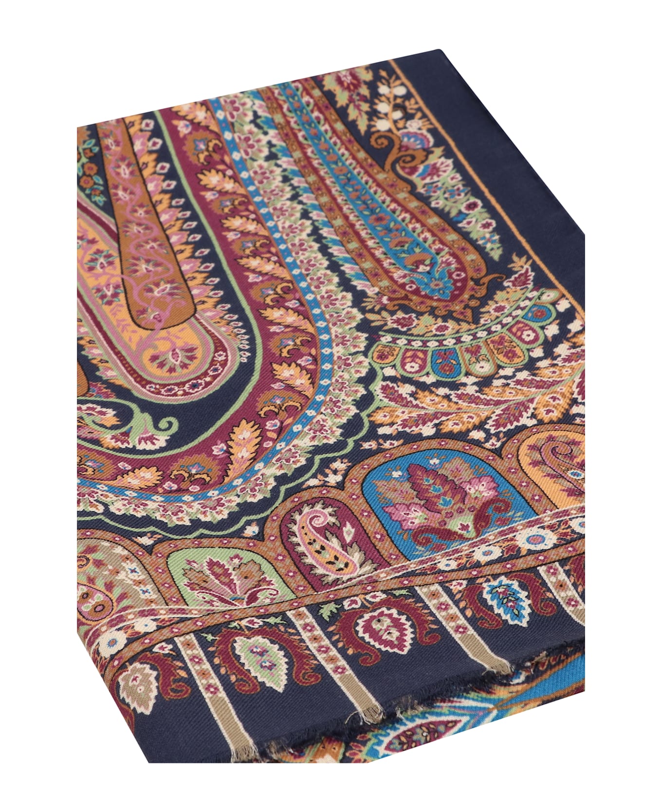 Etro Printed Silk Scarf - blue