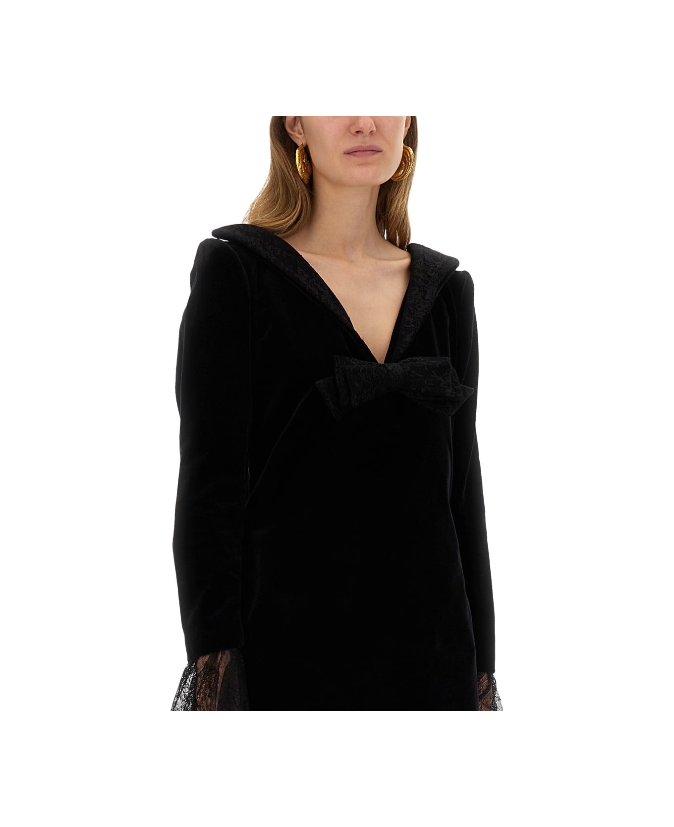 Nina Ricci Mini Dress With Bow - BLACK