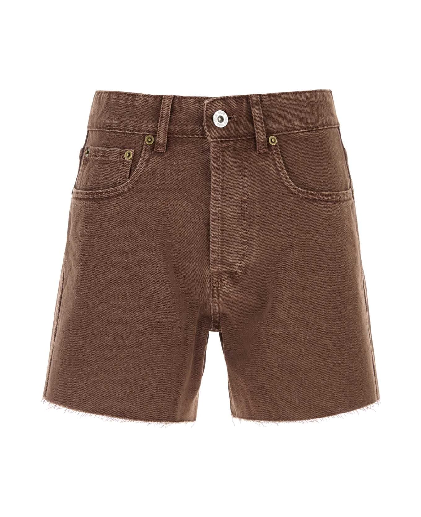Miu Miu Brown Denim Shorts - MARRONE