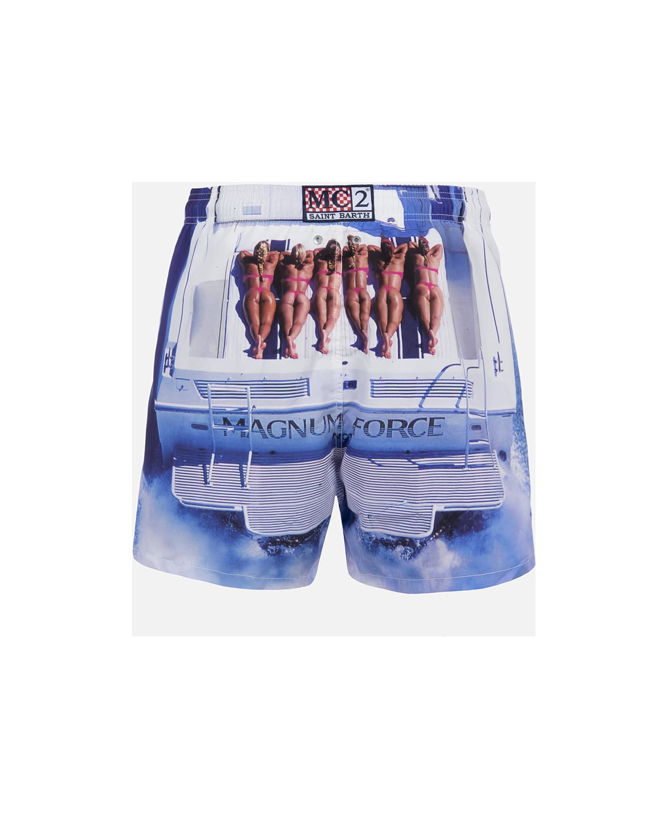 MC2 Saint Barth Man Mid-length Gustavia Swim-shorts With Placed Print| Magnum Marine Special Edition - WHITE