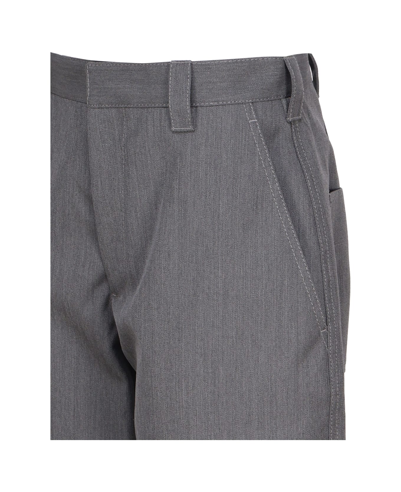 Bottega Veneta Tapered Trousers In Bonded Wool And Cotton - Charcoal/cane sugar