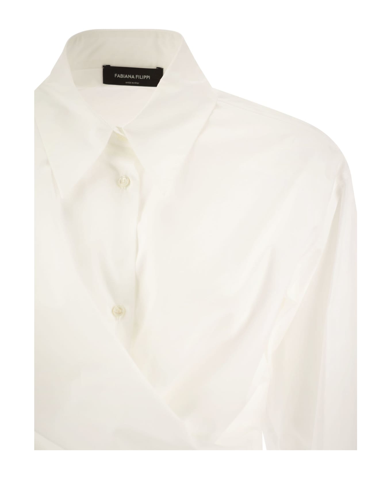 Fabiana Filippi Cropped Shirt In Cotton Poplin - White