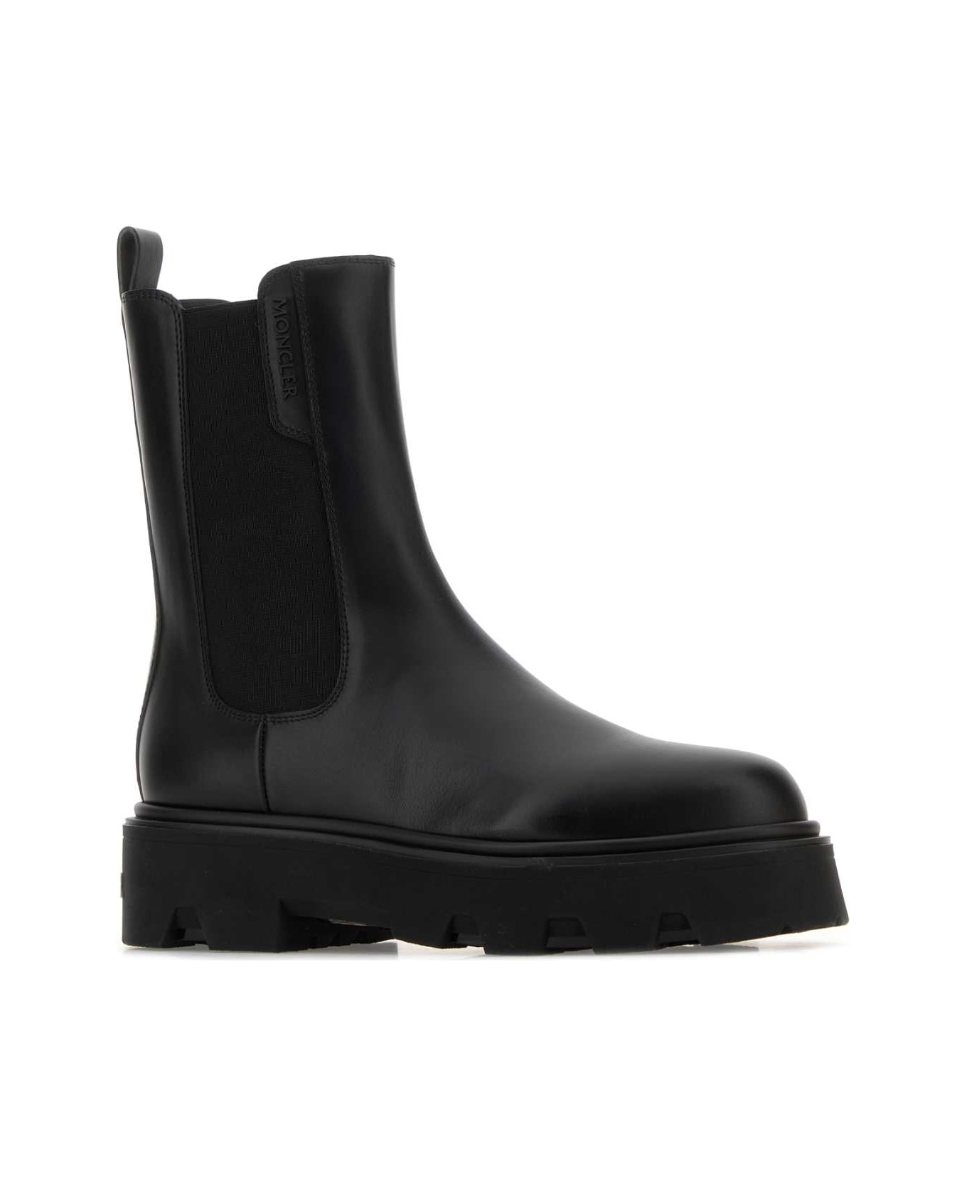 Moncler Black Leather Aurea Chelsea Ankle Boots - 999