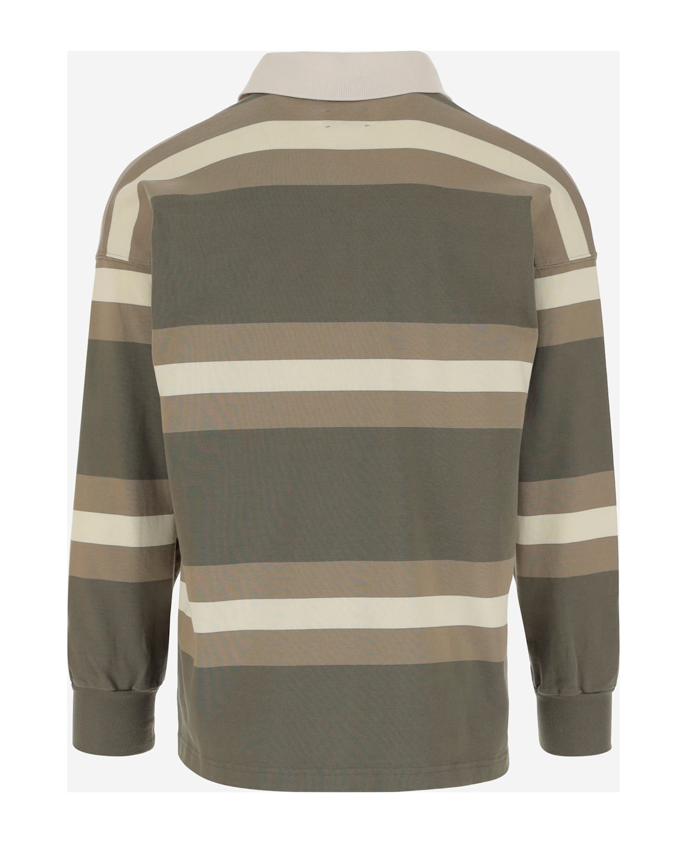 Autry Cotton Polo Shirt With Striped Pattern And Logo - Red