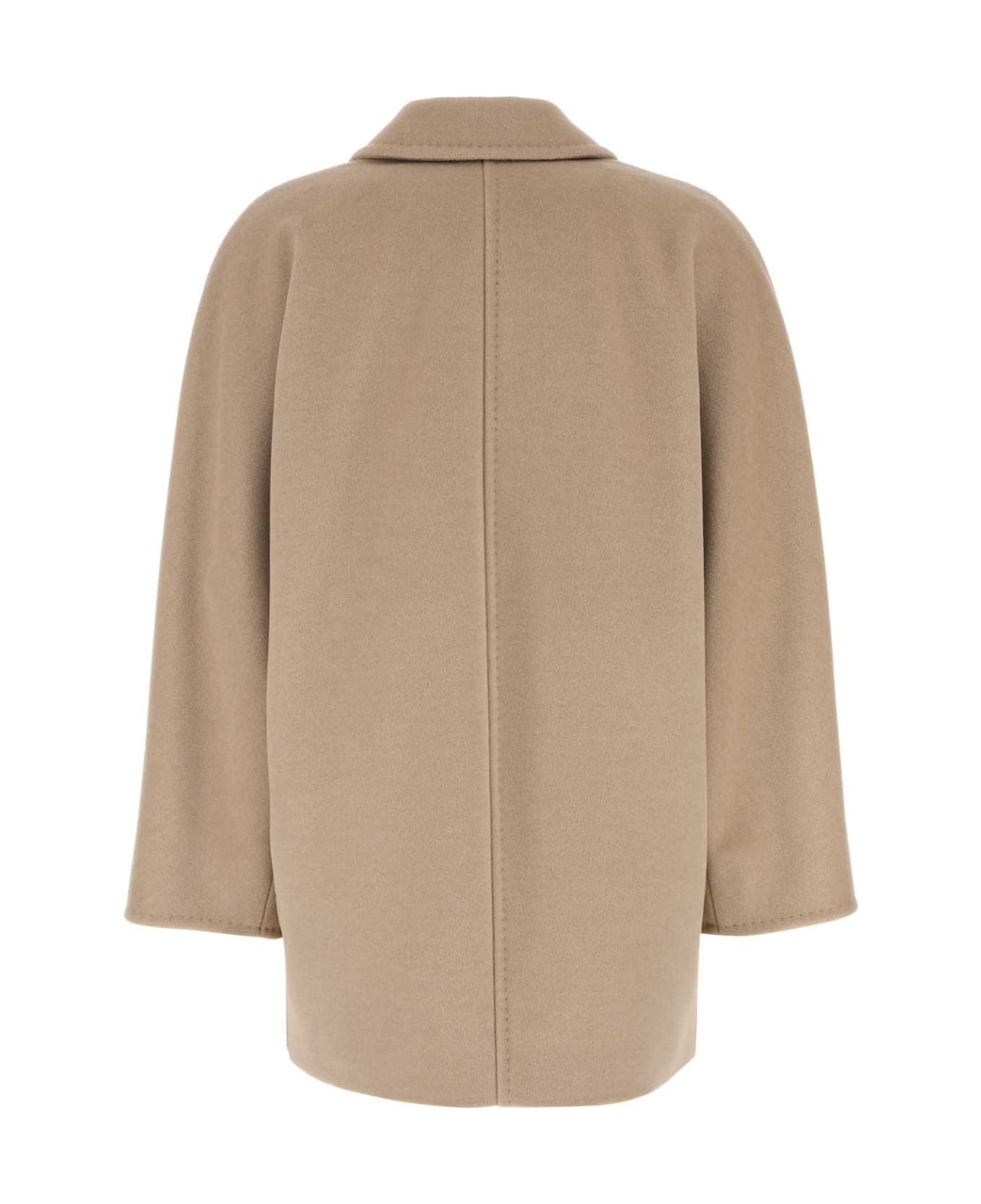 Max Mara Sand Wool Blend Rebus Coat - ECRU