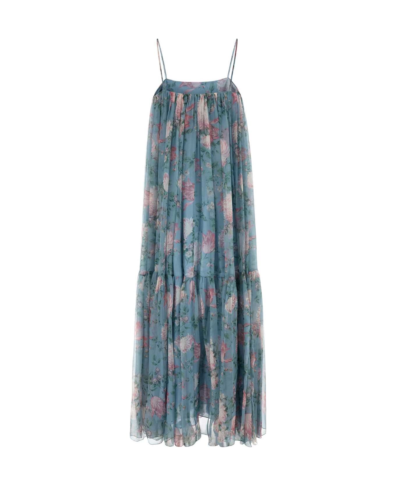 Chloé Printed Muslin Long Dress - GRIZZLEDBLUE