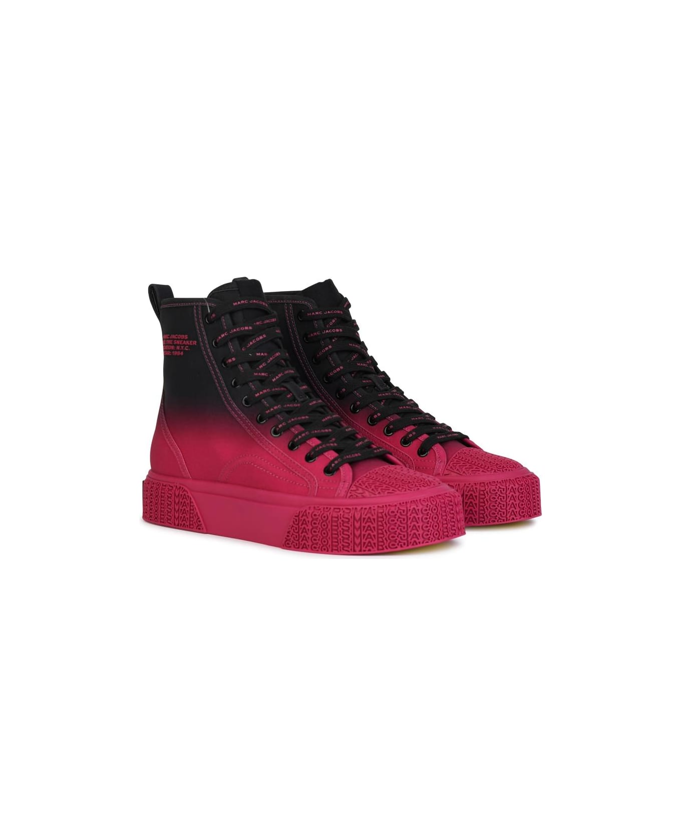 Marc Jacobs 'hight Top' Black And Fuchsia Tela Sneakers - BLACKHOTPINK