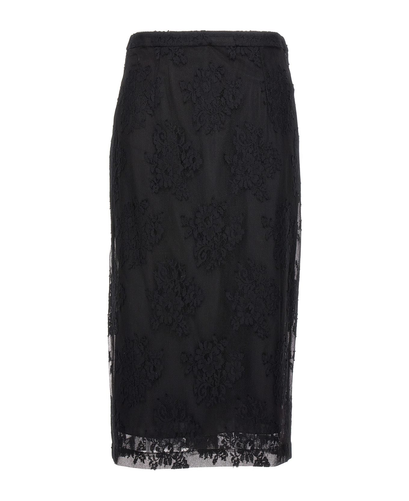 Dolce and & Gabbana Lace Sheath Skirt - Black  