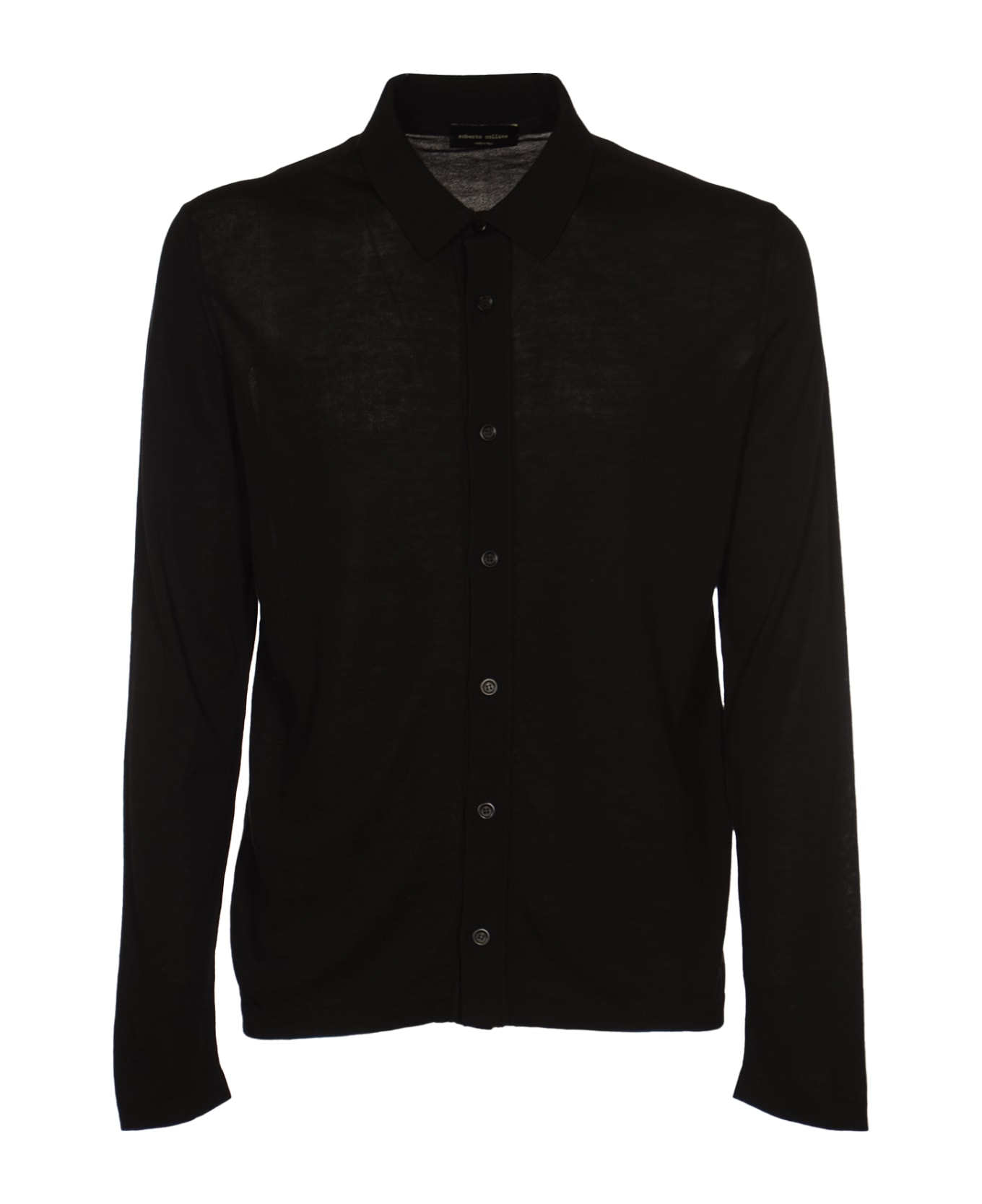 Roberto Collina Rib Trim Plain Knit Shirt - Black