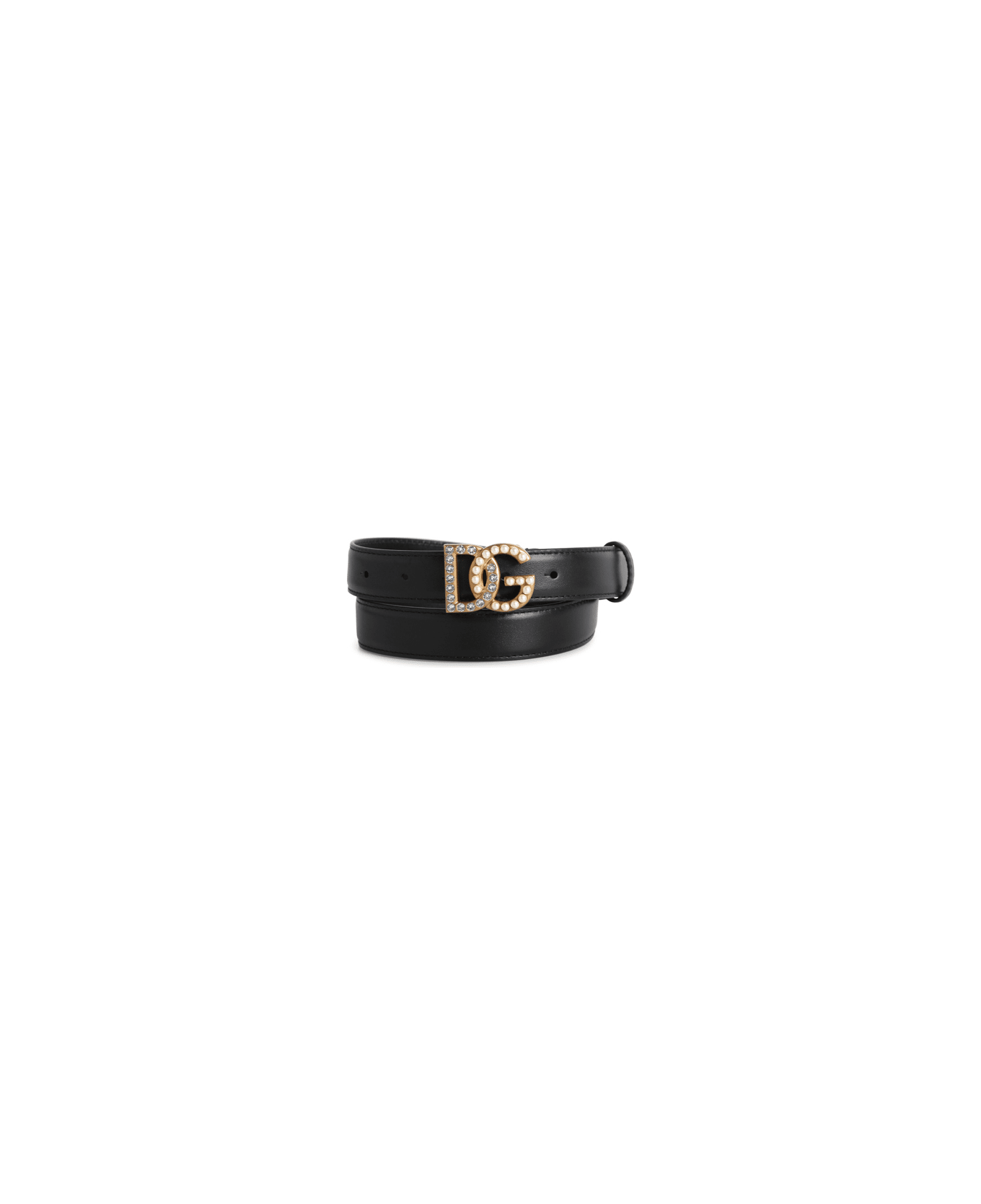 Dolce & Gabbana Logo Belt With Shiny Buckle - Black
