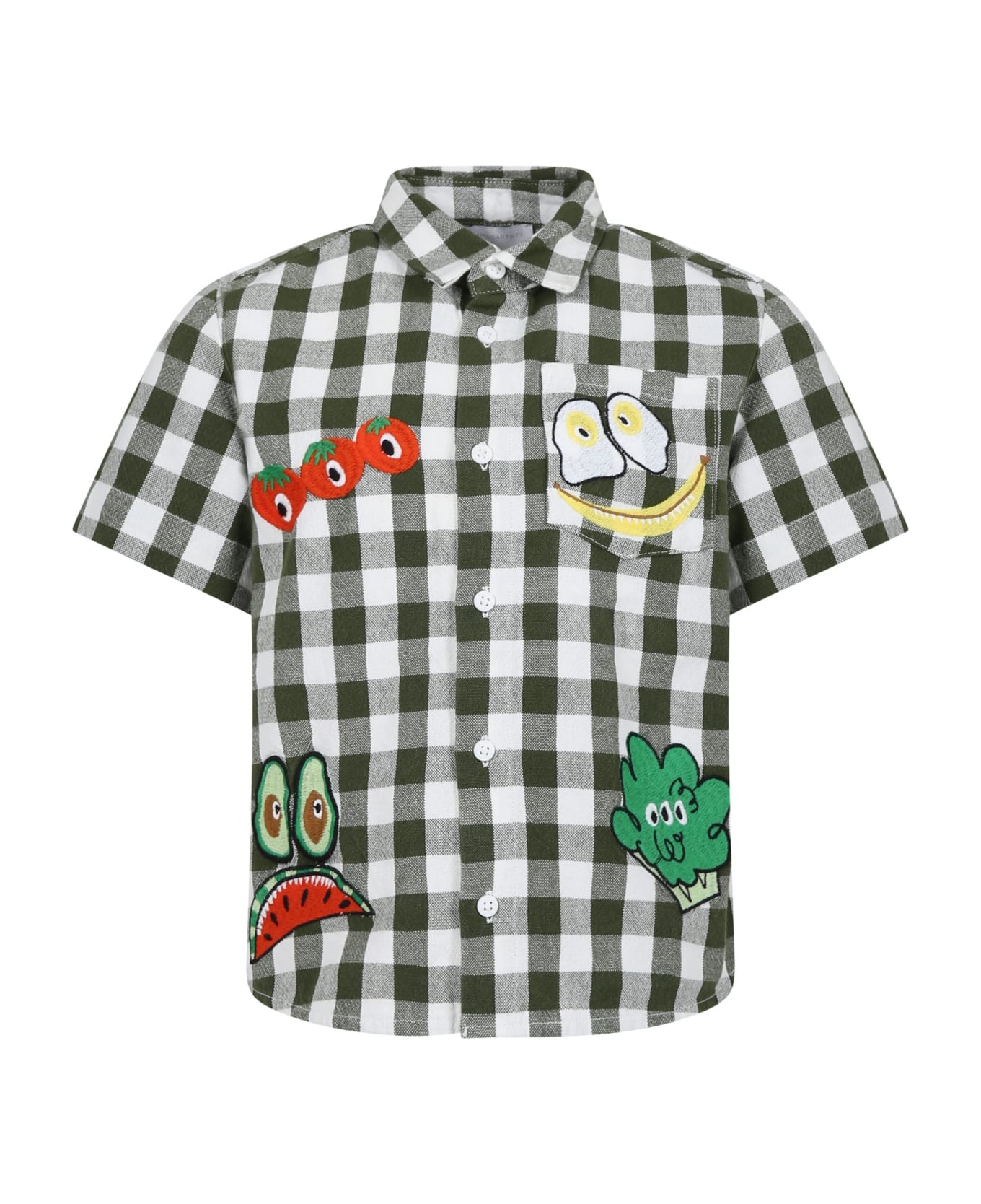 Stella McCartney Kids Green Shirt For Boy With All-over Pattern - Green