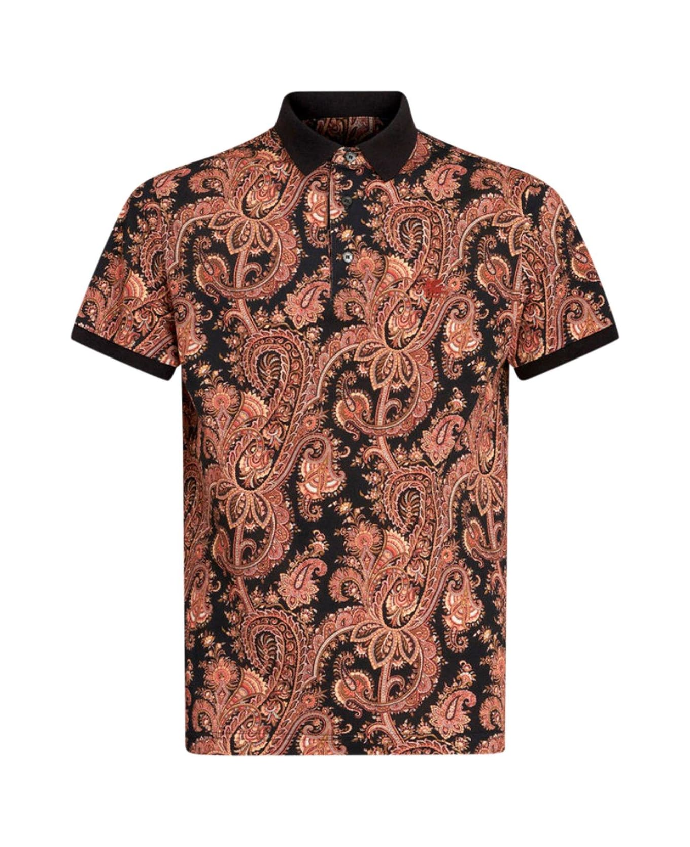 Etro All-over Paisly Printed Polo Shirt - BLACK/RED