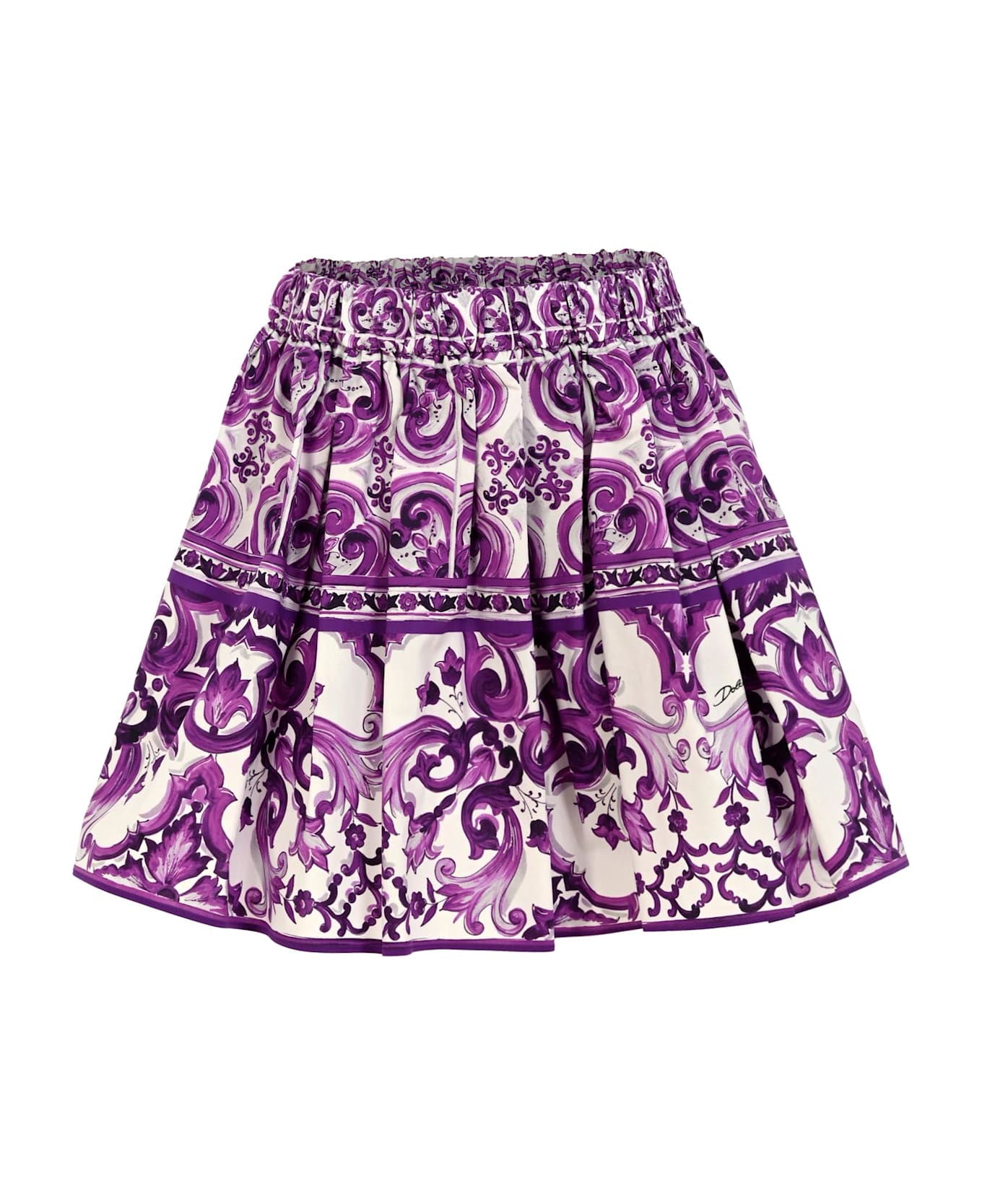 Dolce 
Gabbana Purple Skirt For Girl With Majolica Print - Violet