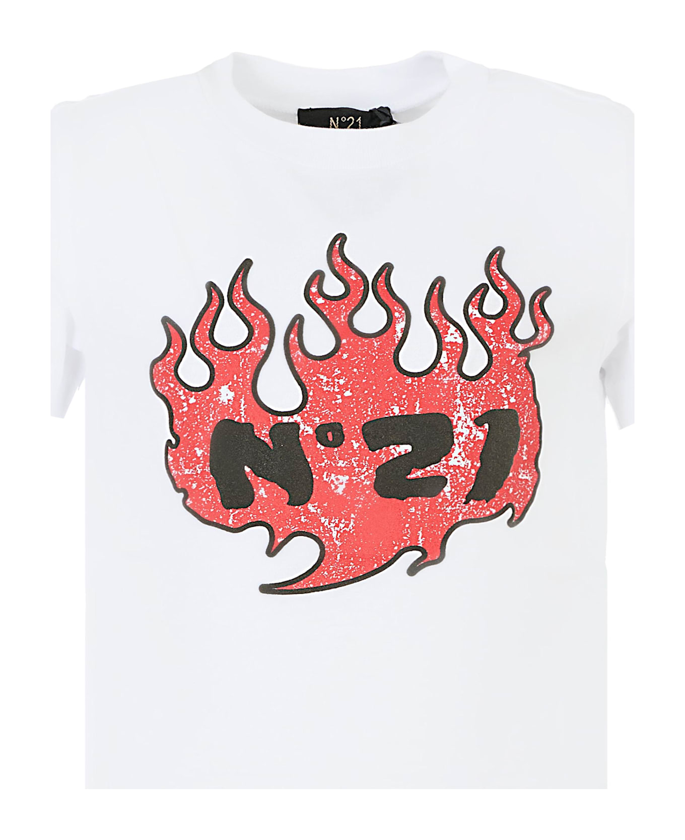 N.21 White T-shirt For Boy With Logo - White Tシャツ＆ポロシャツ