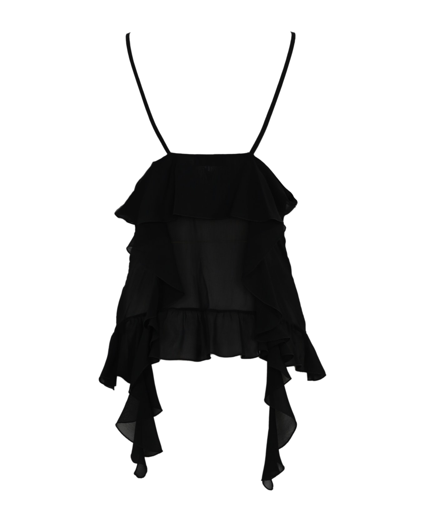 Dondup Creponne Top With Ruffles - Nero