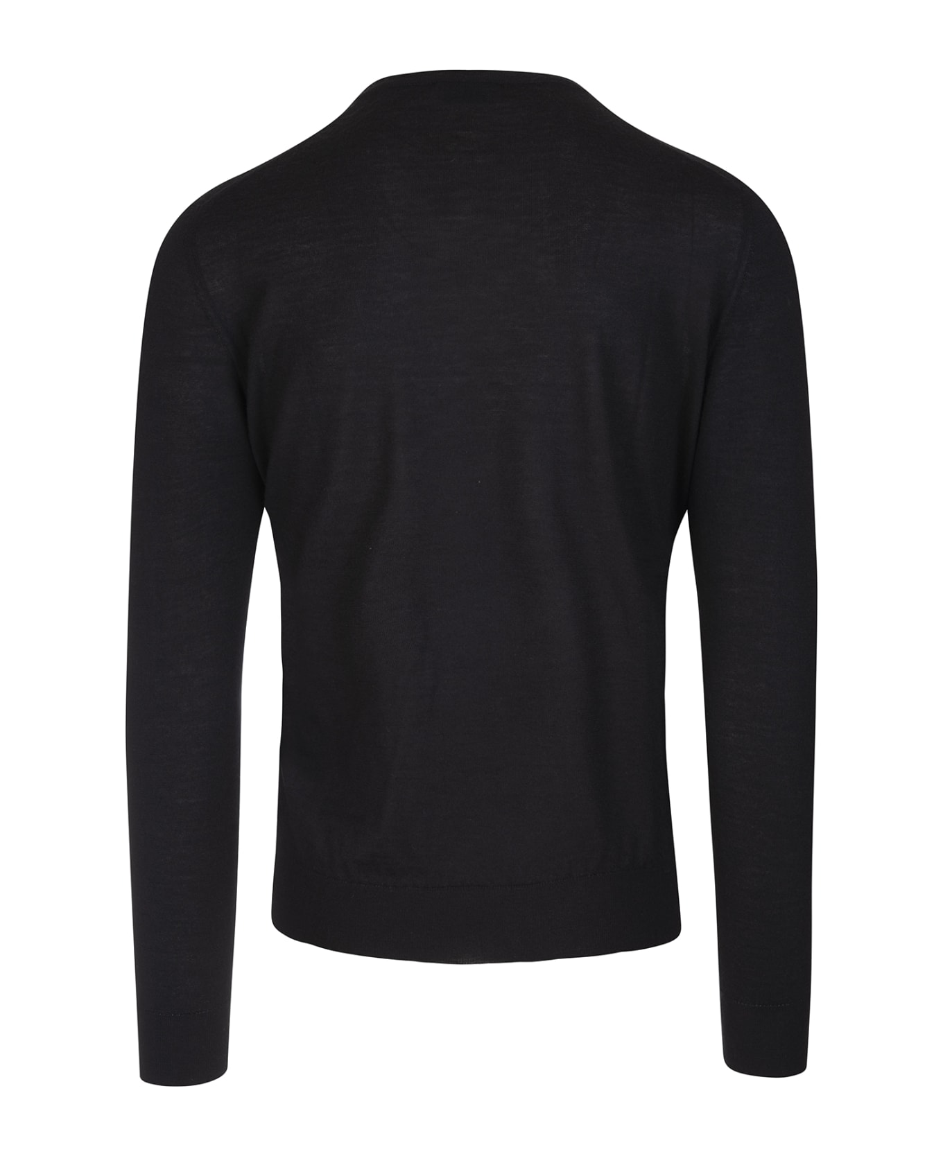 Fedeli Man Black Cashmere Pullover With V-neck - Black