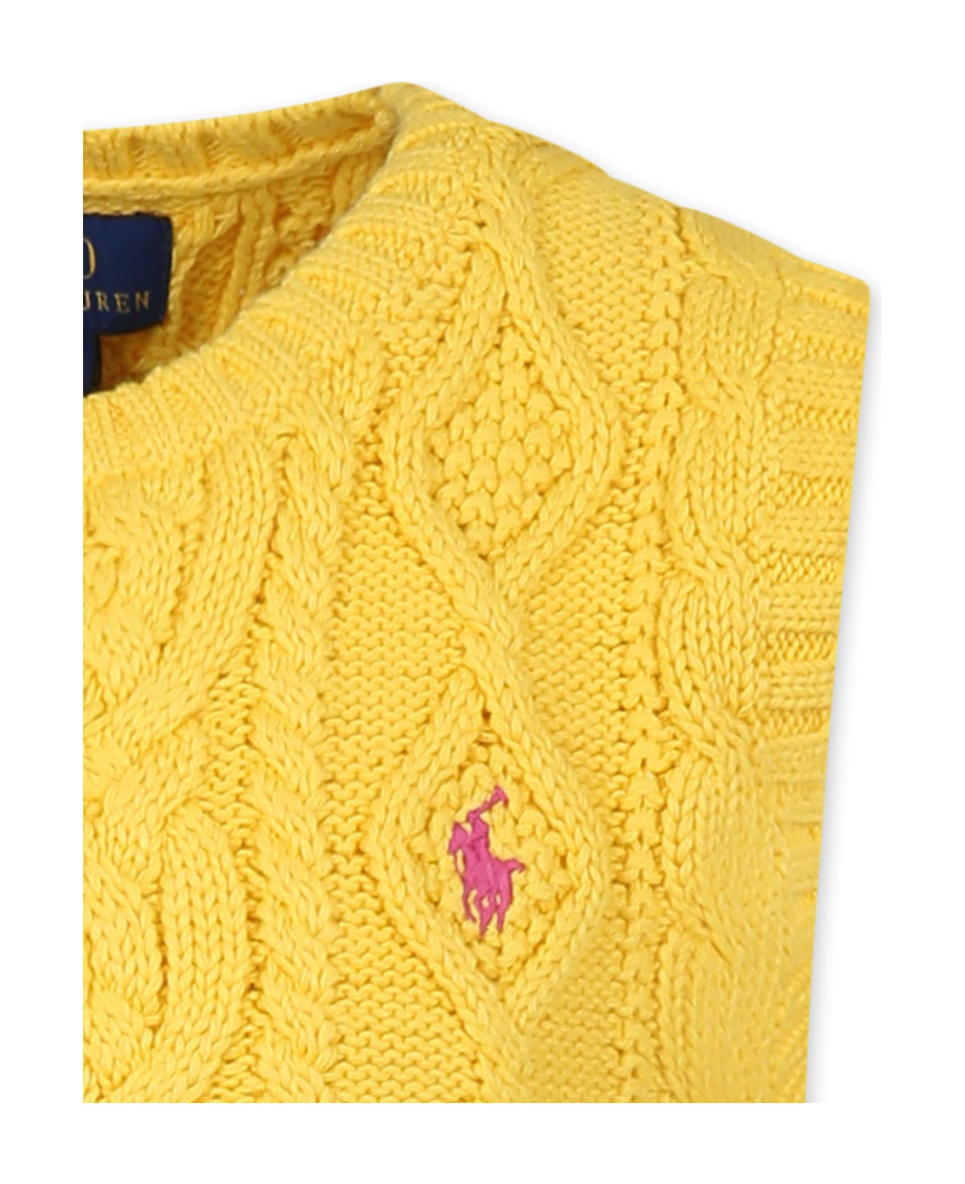 Ralph Lauren Yellow Vest For Girl With Horse - Yellow