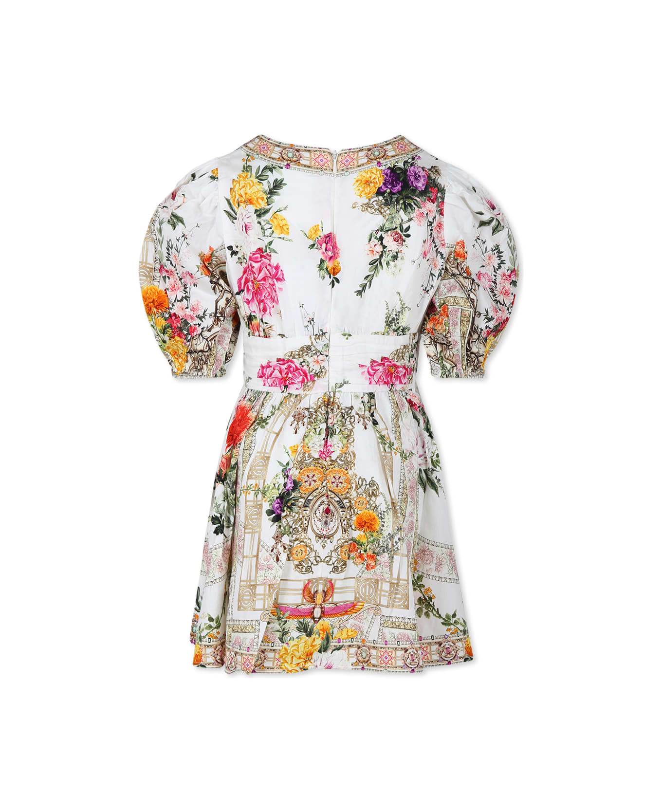 Camilla Ivory Dress For Girl With Floral Print - Ivory