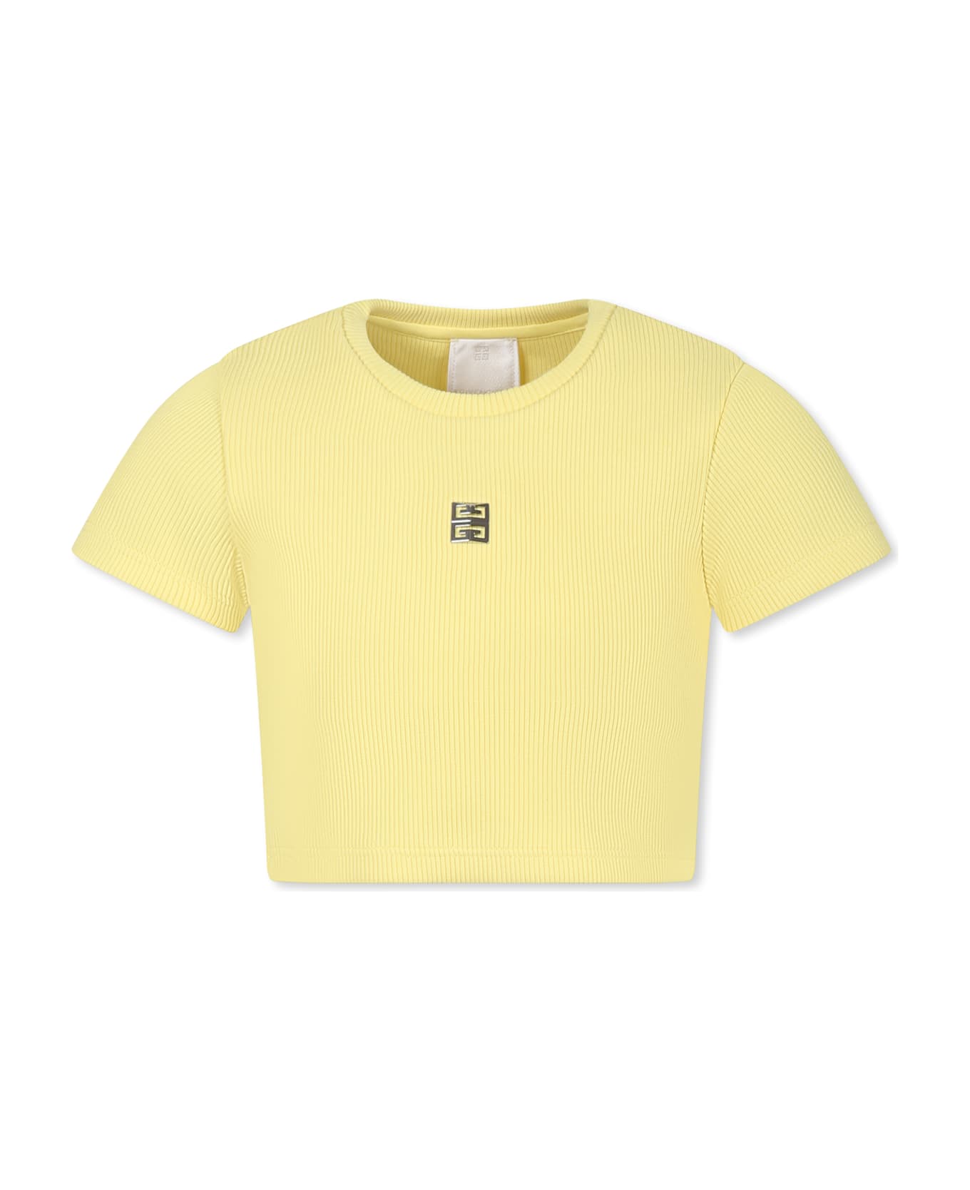 Givenchy Yellow Crop T-shirt For Girl With 4g Motif - Yellow