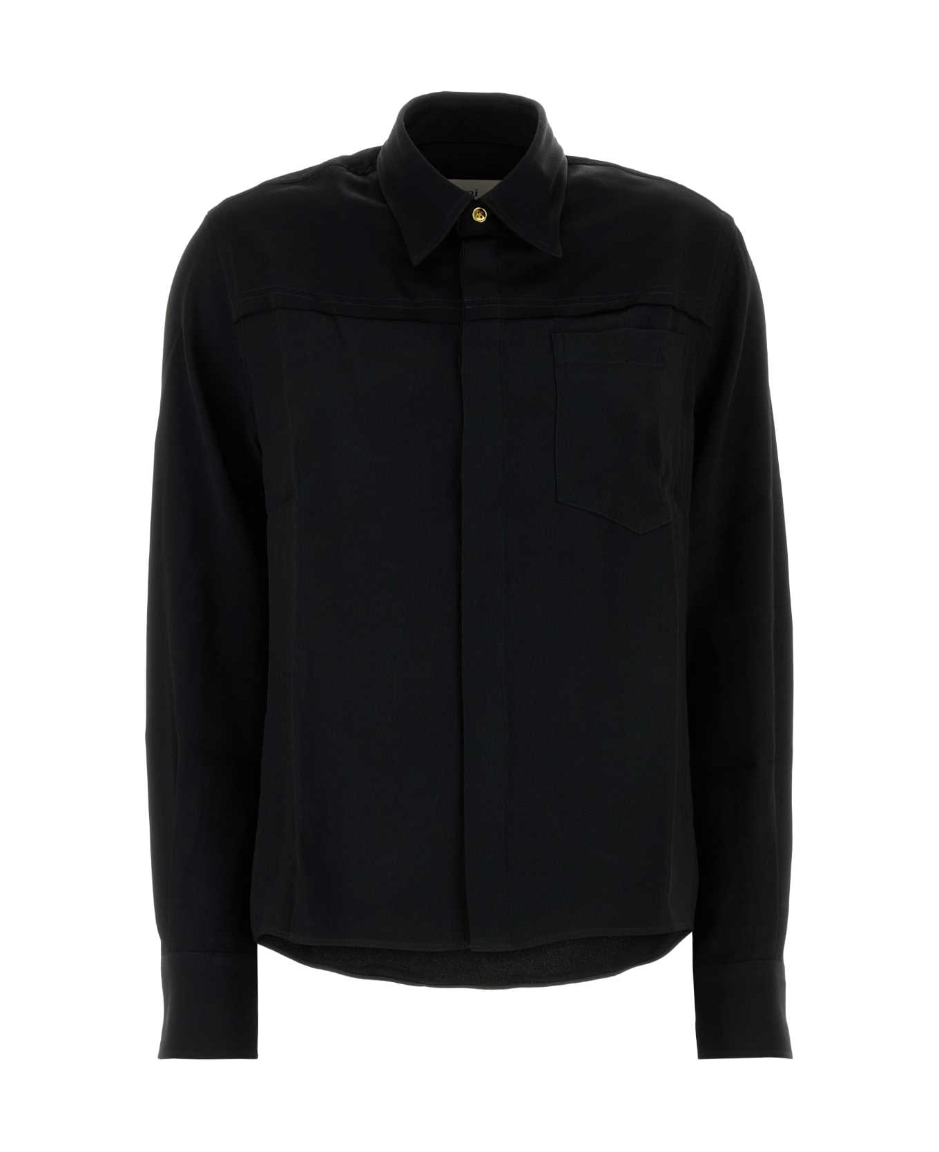 Ami Alexandre Mattiussi Black Acetate Blend Shirt - BLACK