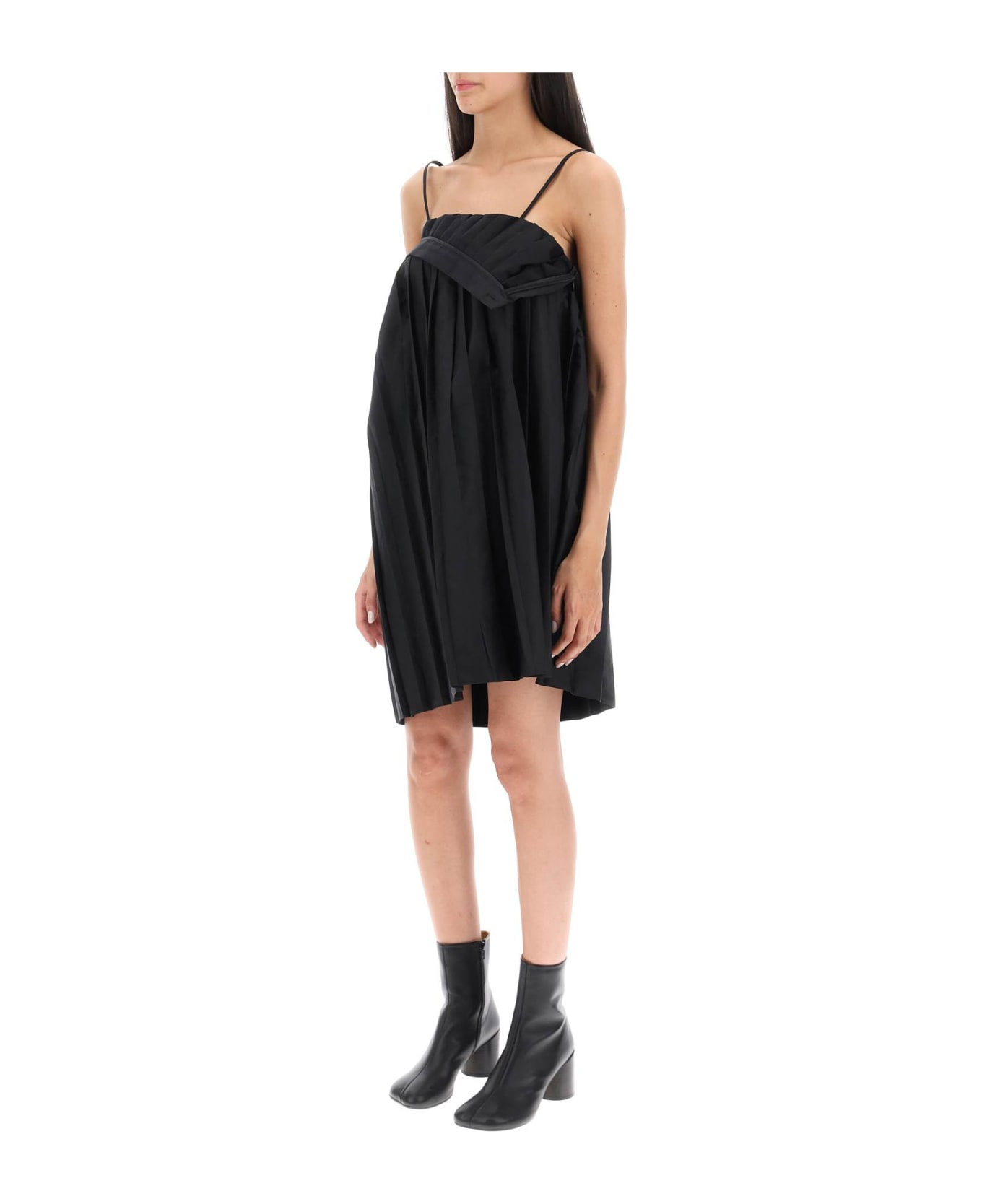 MM6 Maison Margiela Trompe L'oeil Pleated Mini Dress - BLACK (Black)