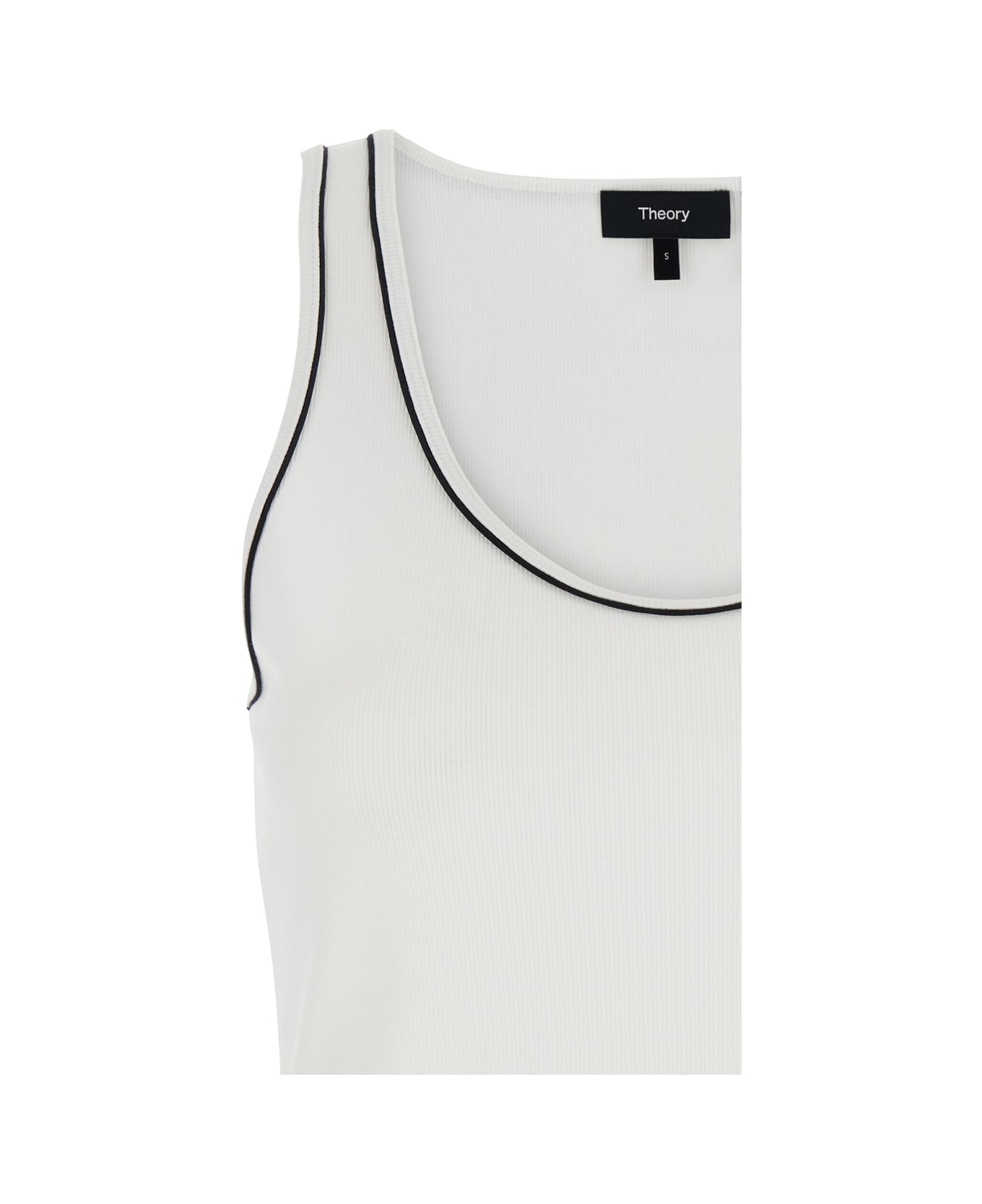 Theory White Sleeveless Top With Scoop Neck In Cotton Stretch Woman - White