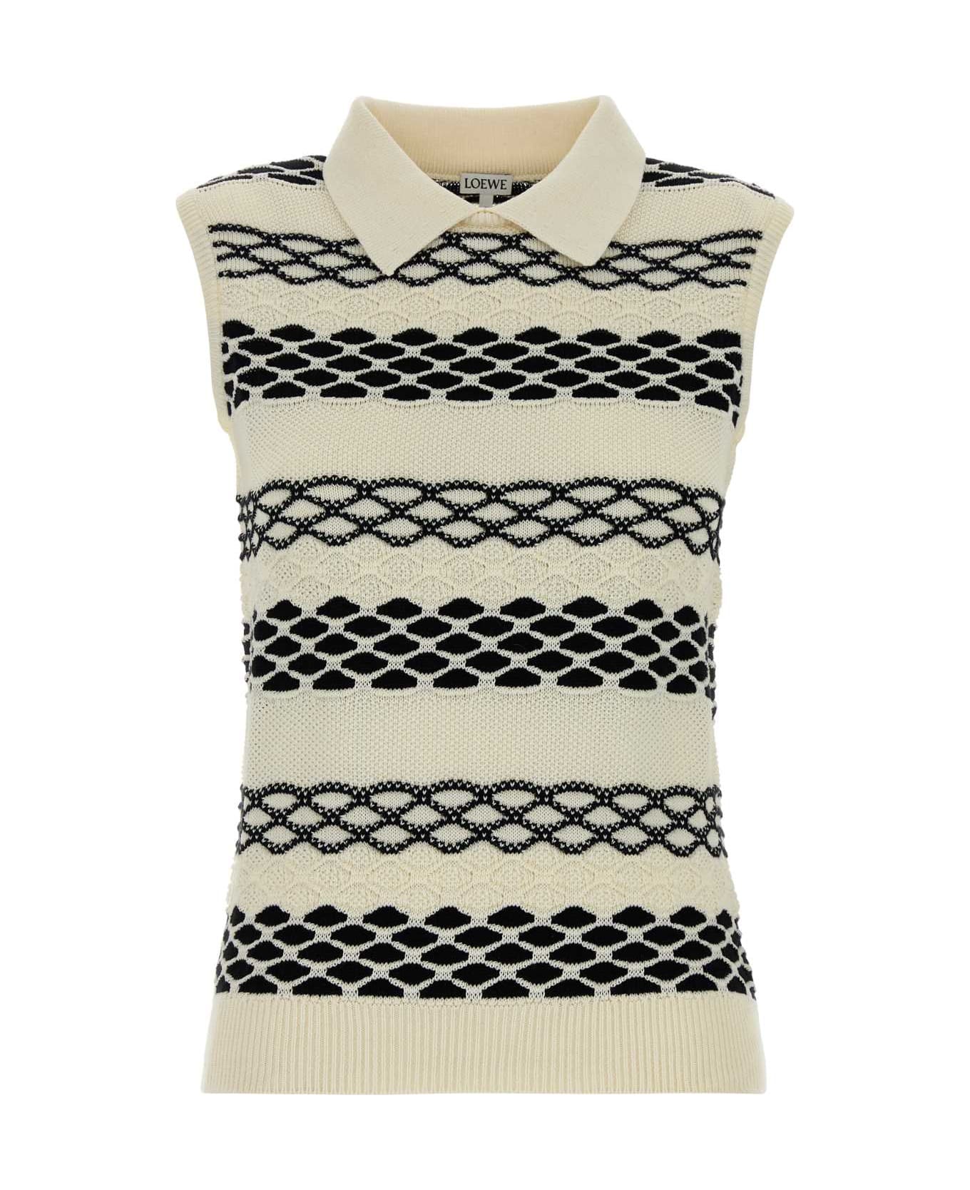 Loewe Embroidered Cotton Vest - BLACK/WHITE