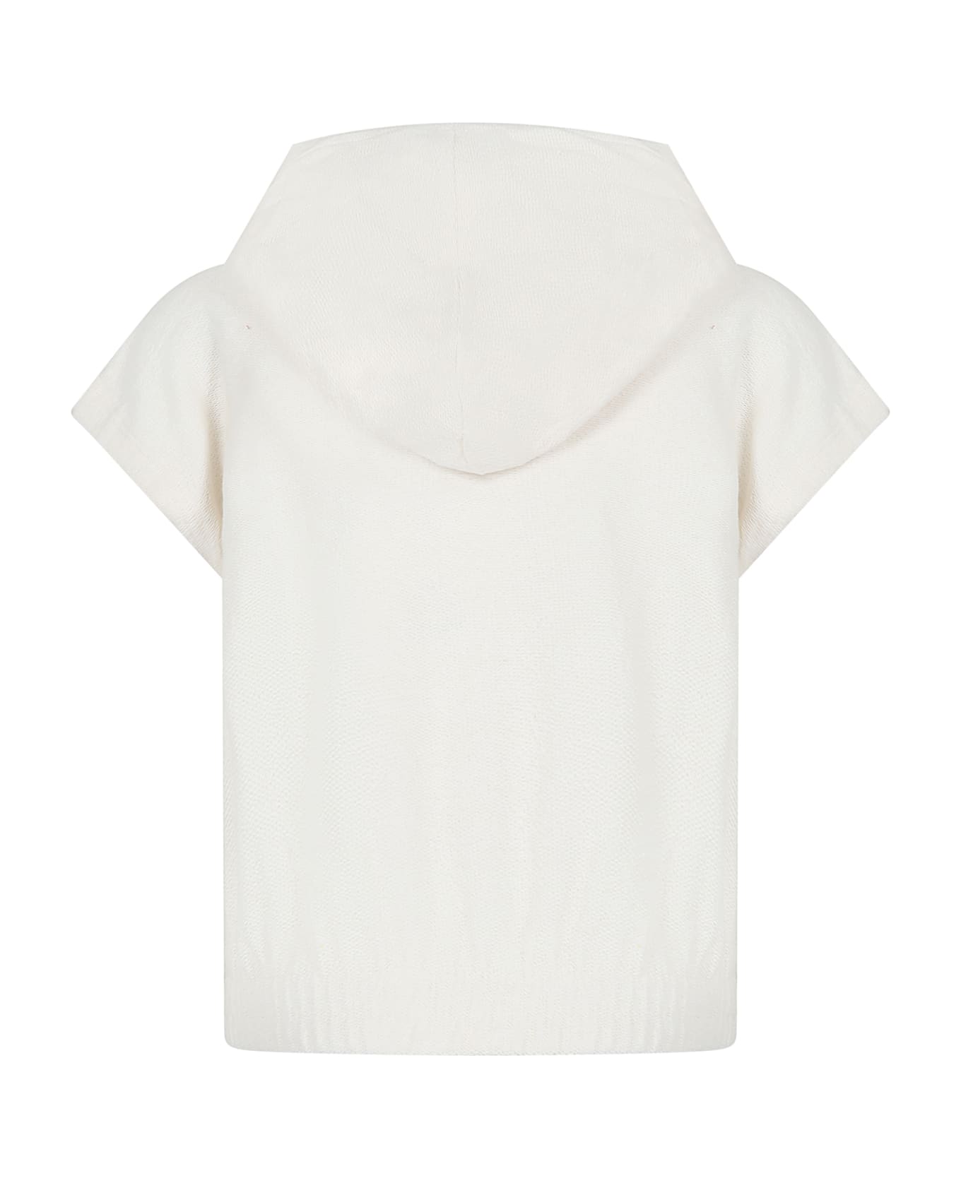 MSGM Ivory Cropped Sweatshirt For Girl With Logo - Ivory
