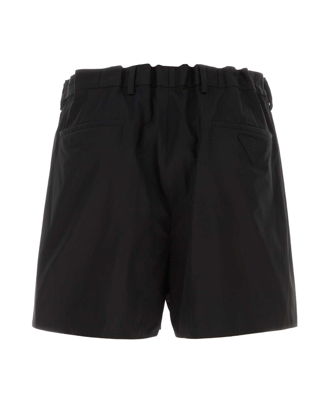 Prada Black Poplin Bermuda Shorts - NERO