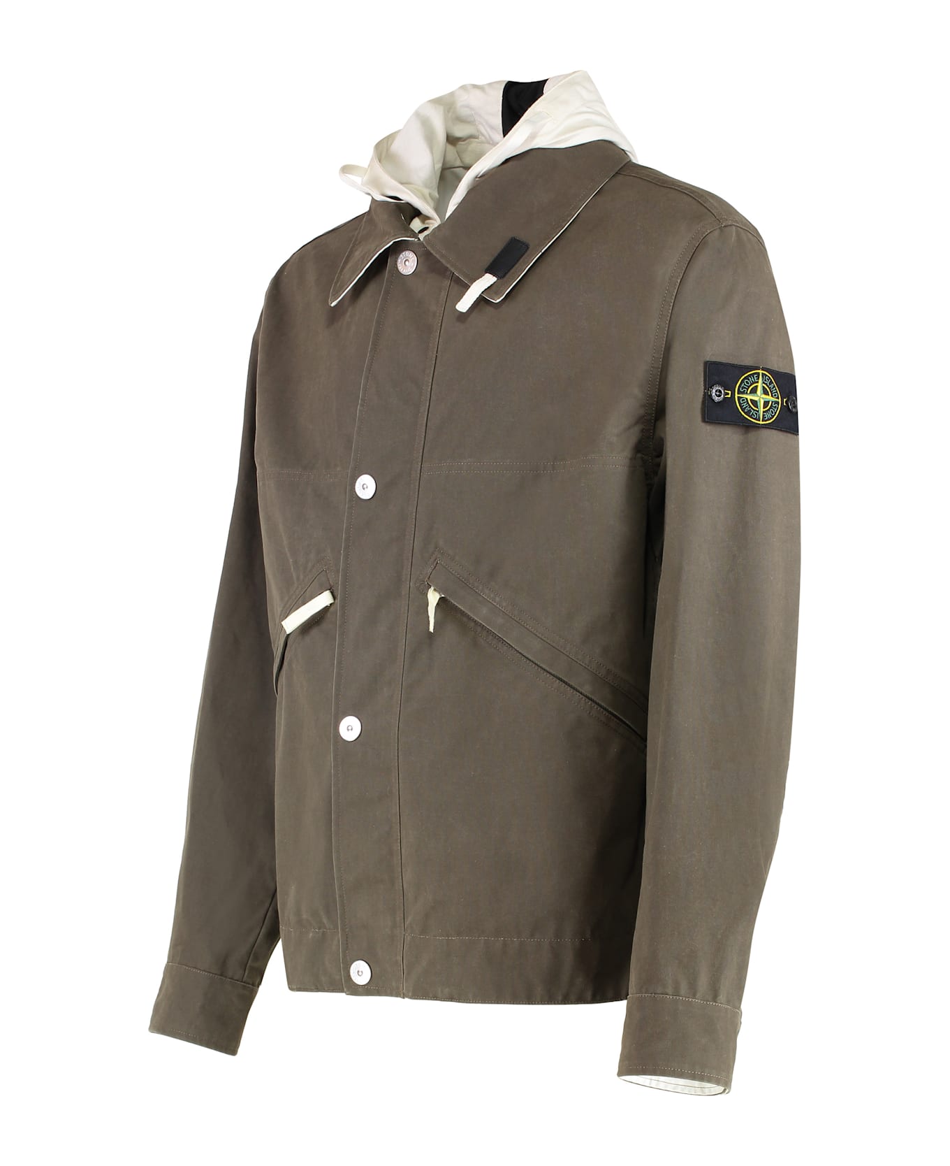 Stone Island Hooded Cotton Jacket - green