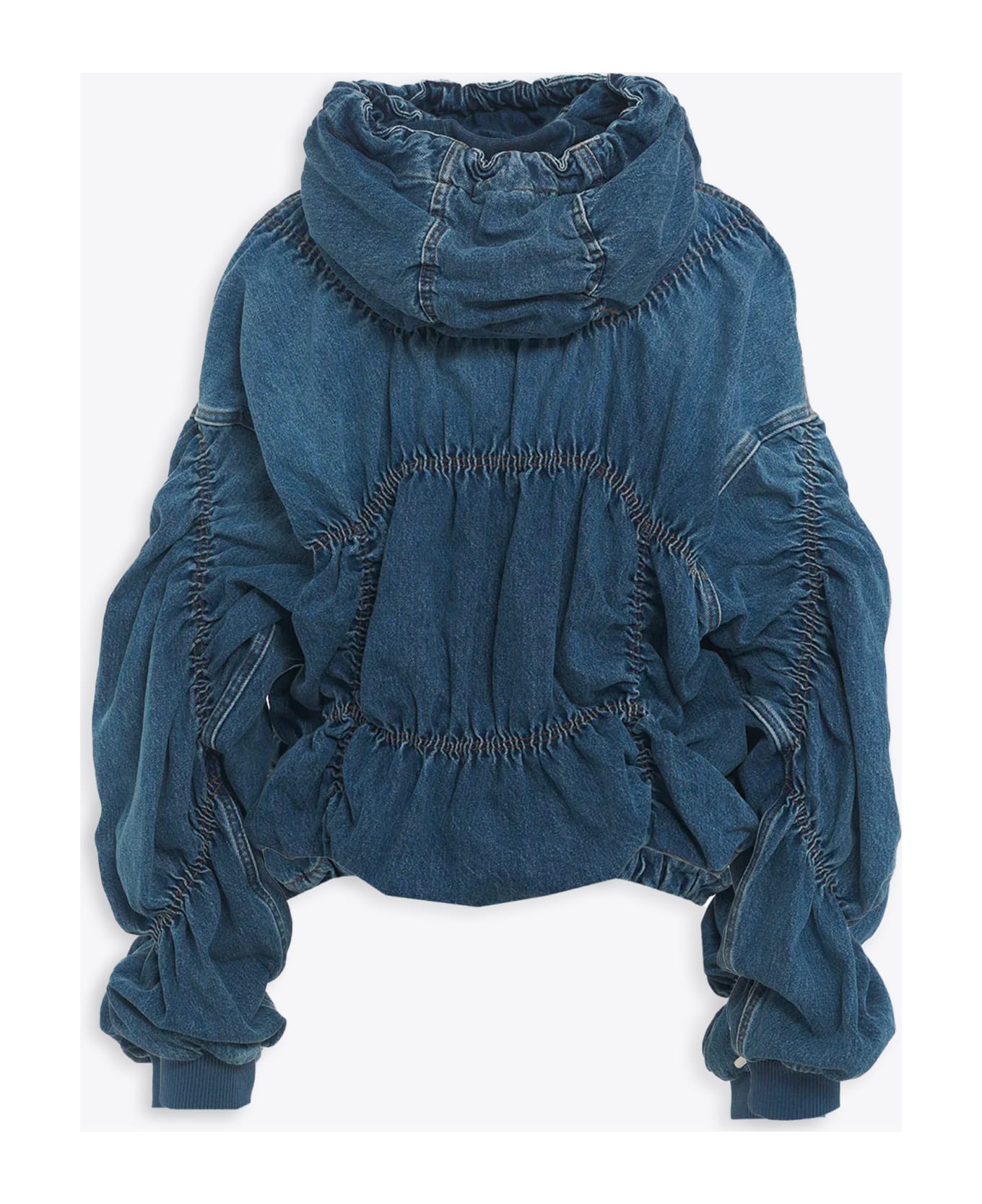 Khrisjoy Khris Cloud Denim Medium blue denim hooded bomber jacket - Khris Cloud Denim - Denim