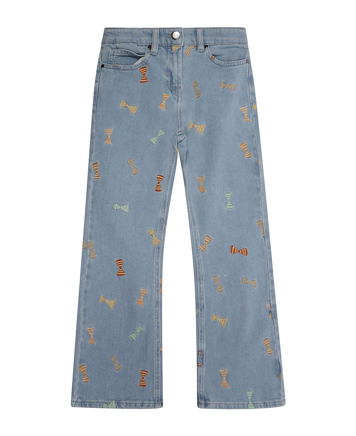 Stella McCartney Kids Bow Embroidered Flared Jeans - Azzurro