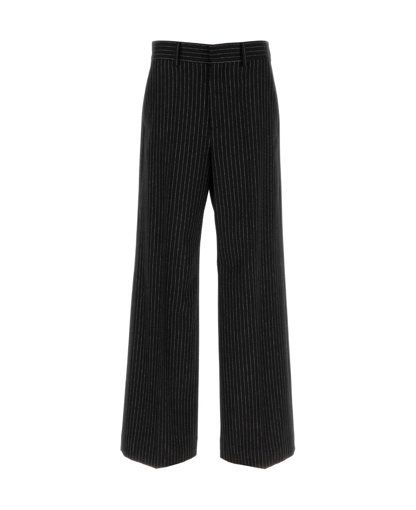 Valentino Garavani Embroidered Wool Blend Pant - NEROBIANCO