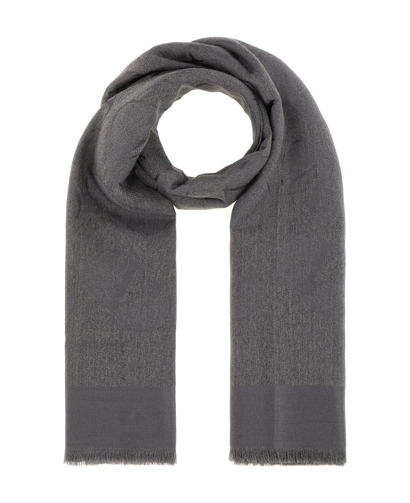 Valentino Garavani Dark Grey Wool Blend Scarf - GRIGIO ARGENTO