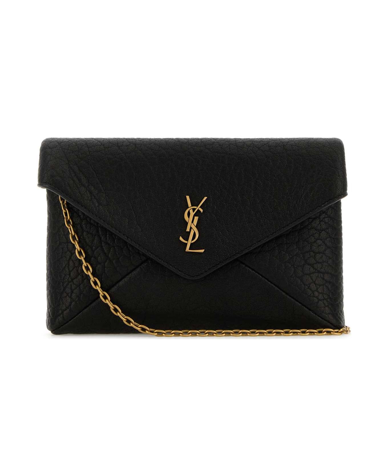Saint Laurent Black Leather Crossbody Bag - NERO