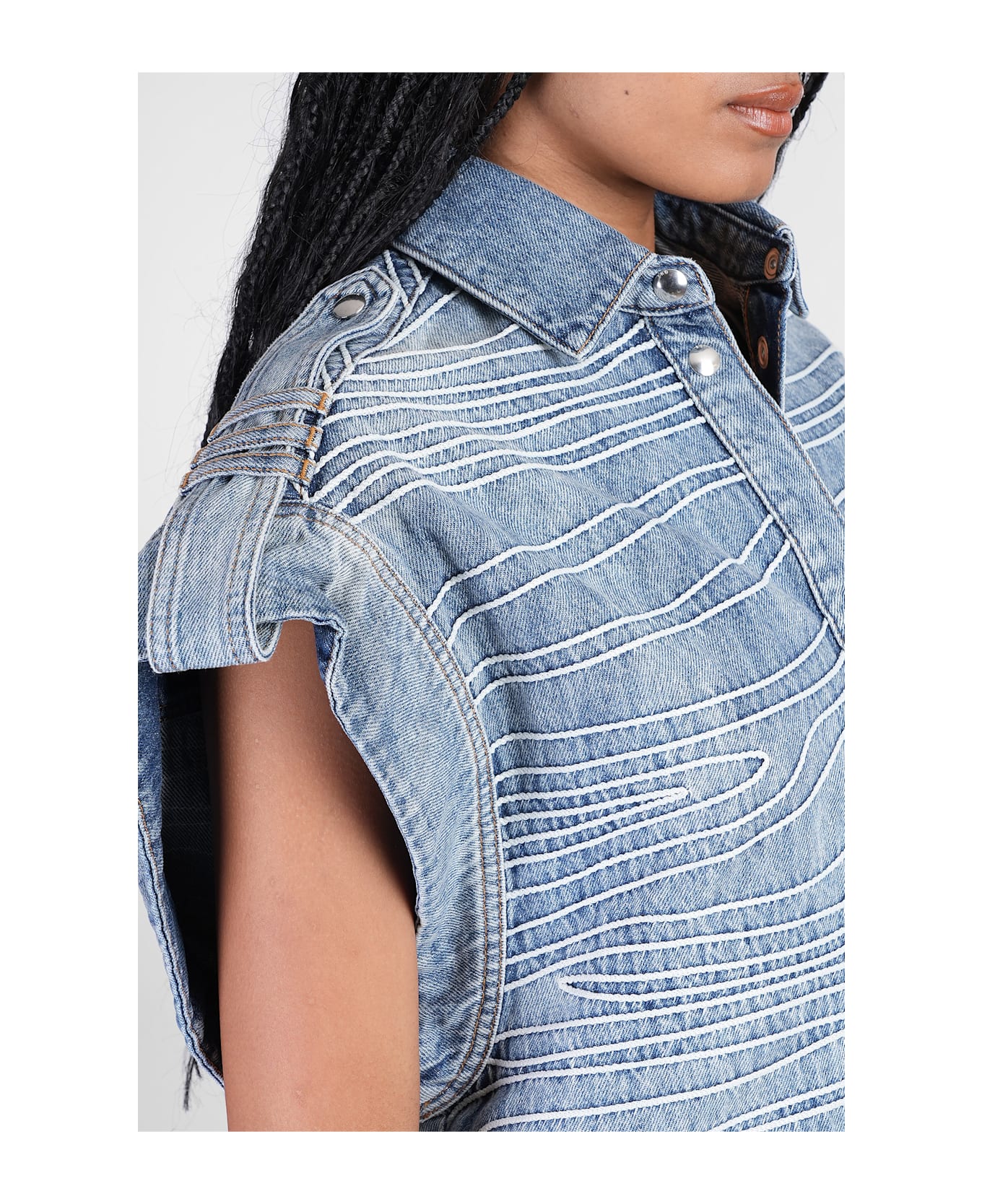 IRO Valentina Vest In Blue Cotton - blue