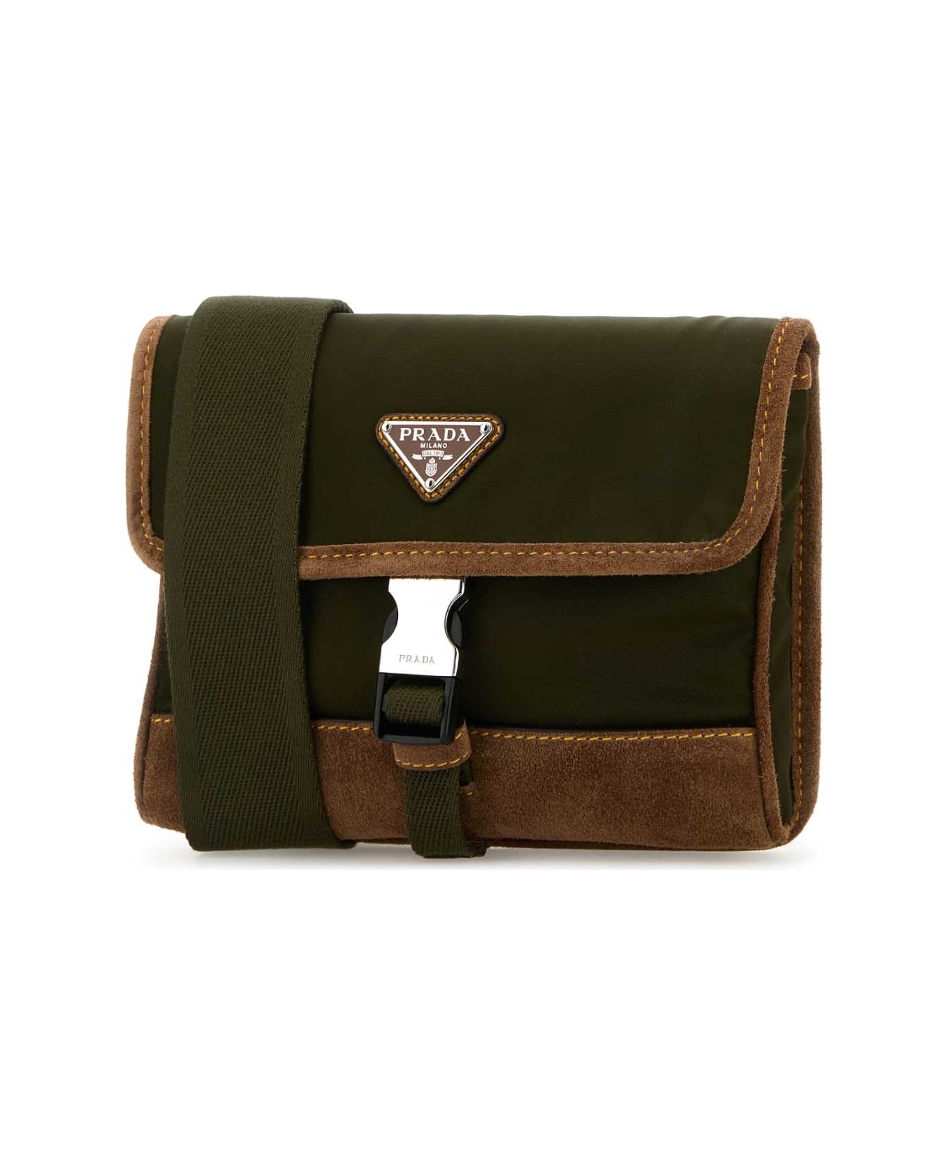 Prada Two-tone Re-nylon And Suede Phone Holder - MUSCHIOCACAO