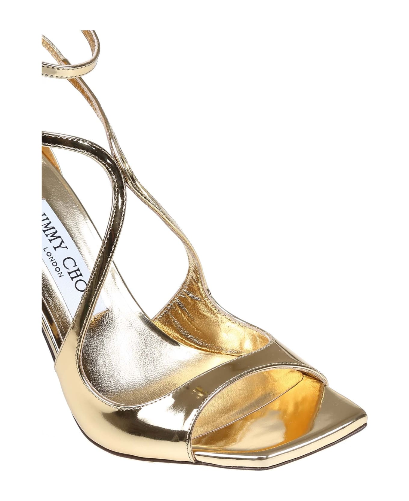Jimmy Choo Sandal Azia 95 In Metallic Leather Color Gold - Gold