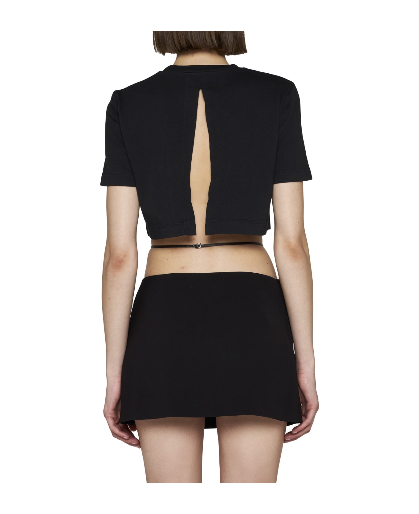 Dsquared2 Icon Leather Trim Skirt - Black スカート