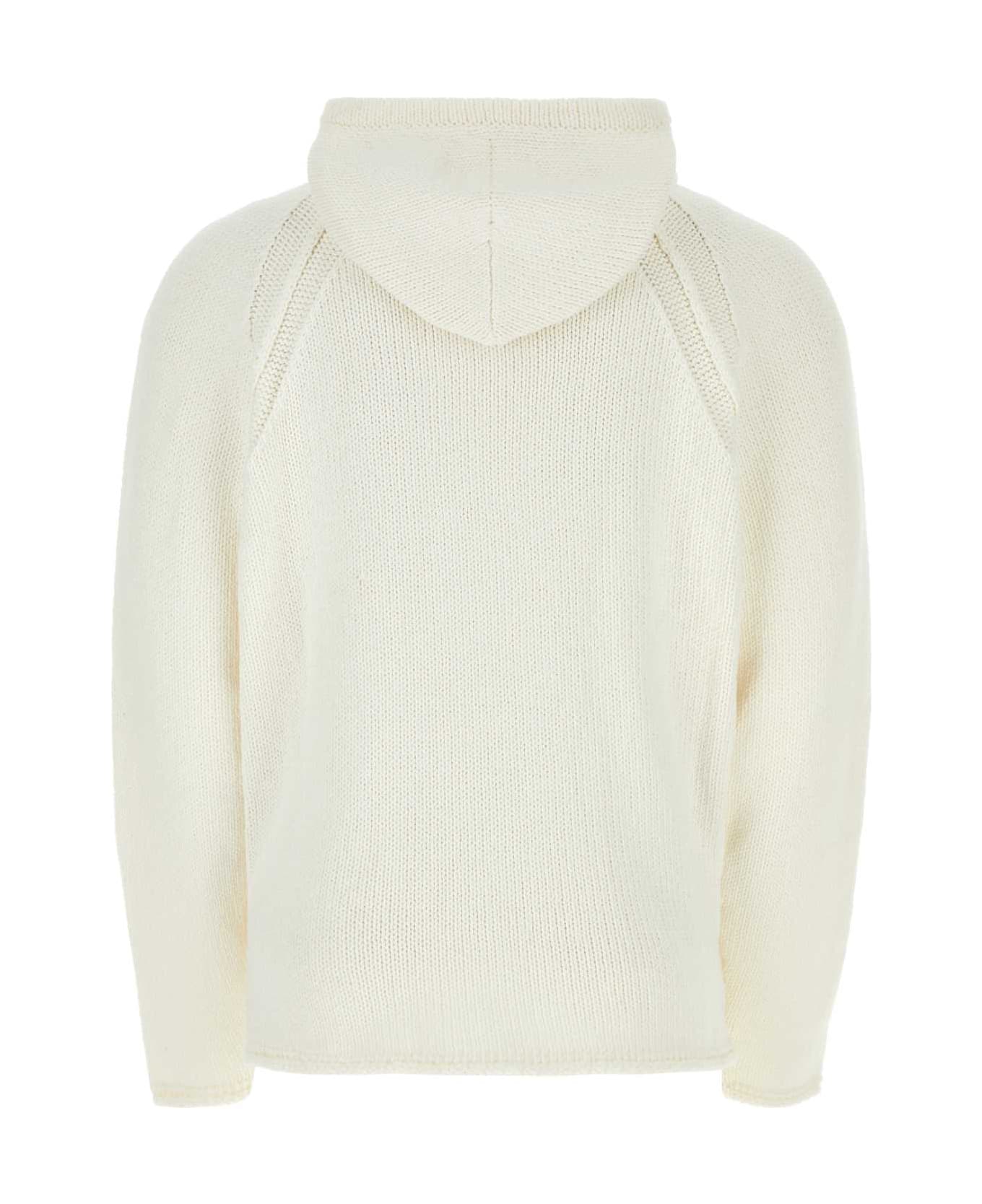 Stone Island White Cotton Oversize Sweater - WHT