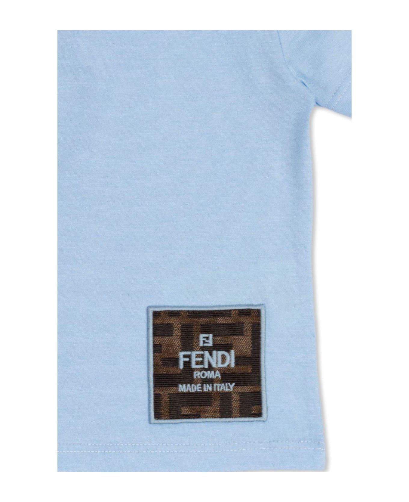 Fendi Logo Patch Crewneck T-shirt - Azzurro