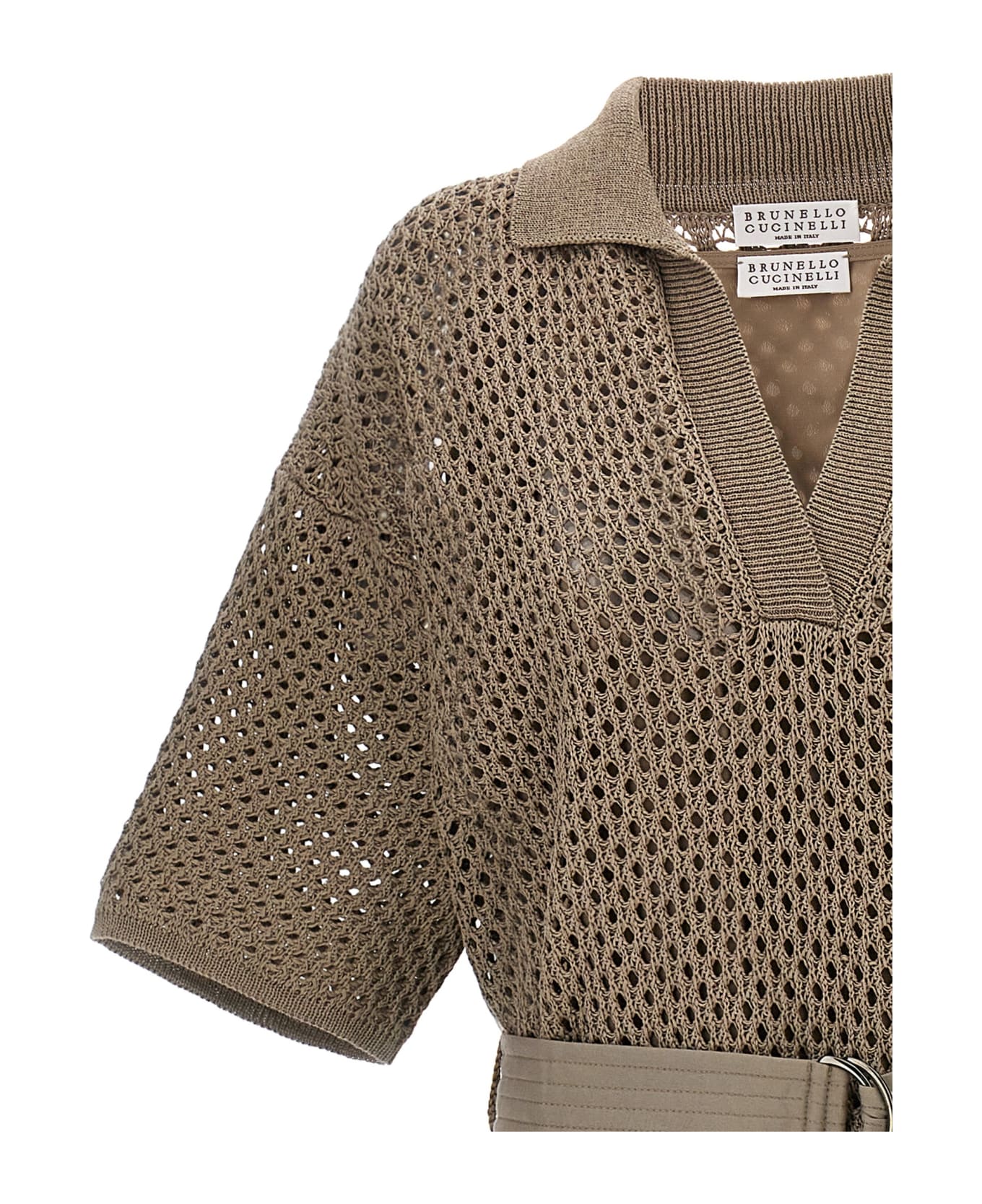 Brunello Cucinelli Knitted Midi Dress - BROWN