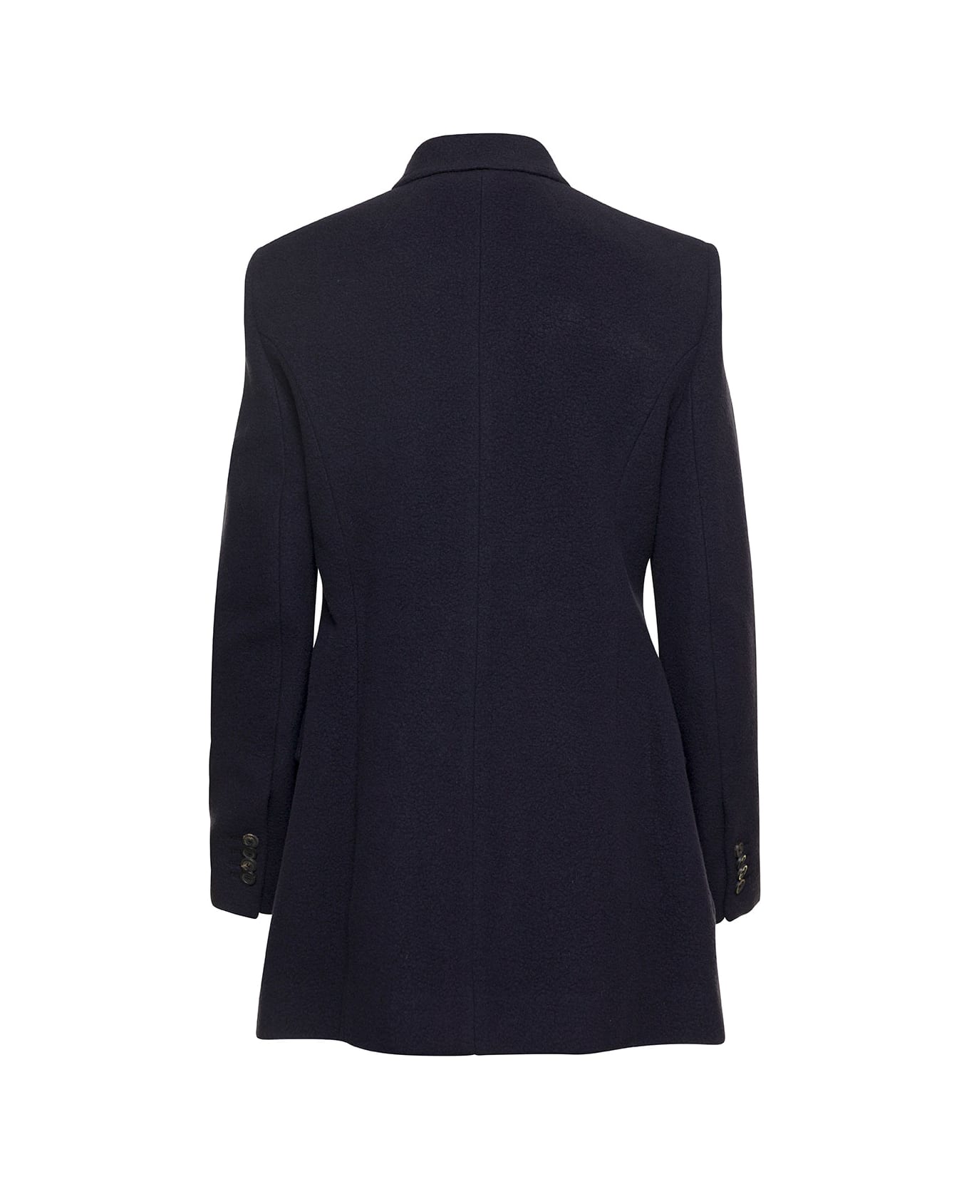 Balenciaga 'hourglass' Blue Double-breasted Jacket With Peaked Revers In Brushed Wool Woman - Blu