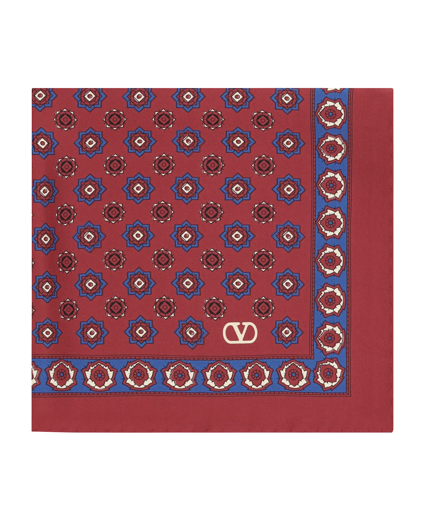 Valentino Garavani Silk Scarf - Bordeaux/bluette/beige