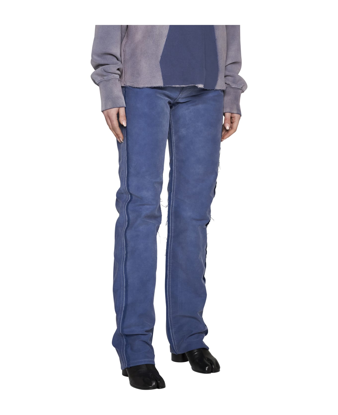 【関税&送料込】Mm6 Maison Margiela Distressed Jeans Effect MM6 MAISON MARGIELA Distressed high-rise tapered jeans | NET